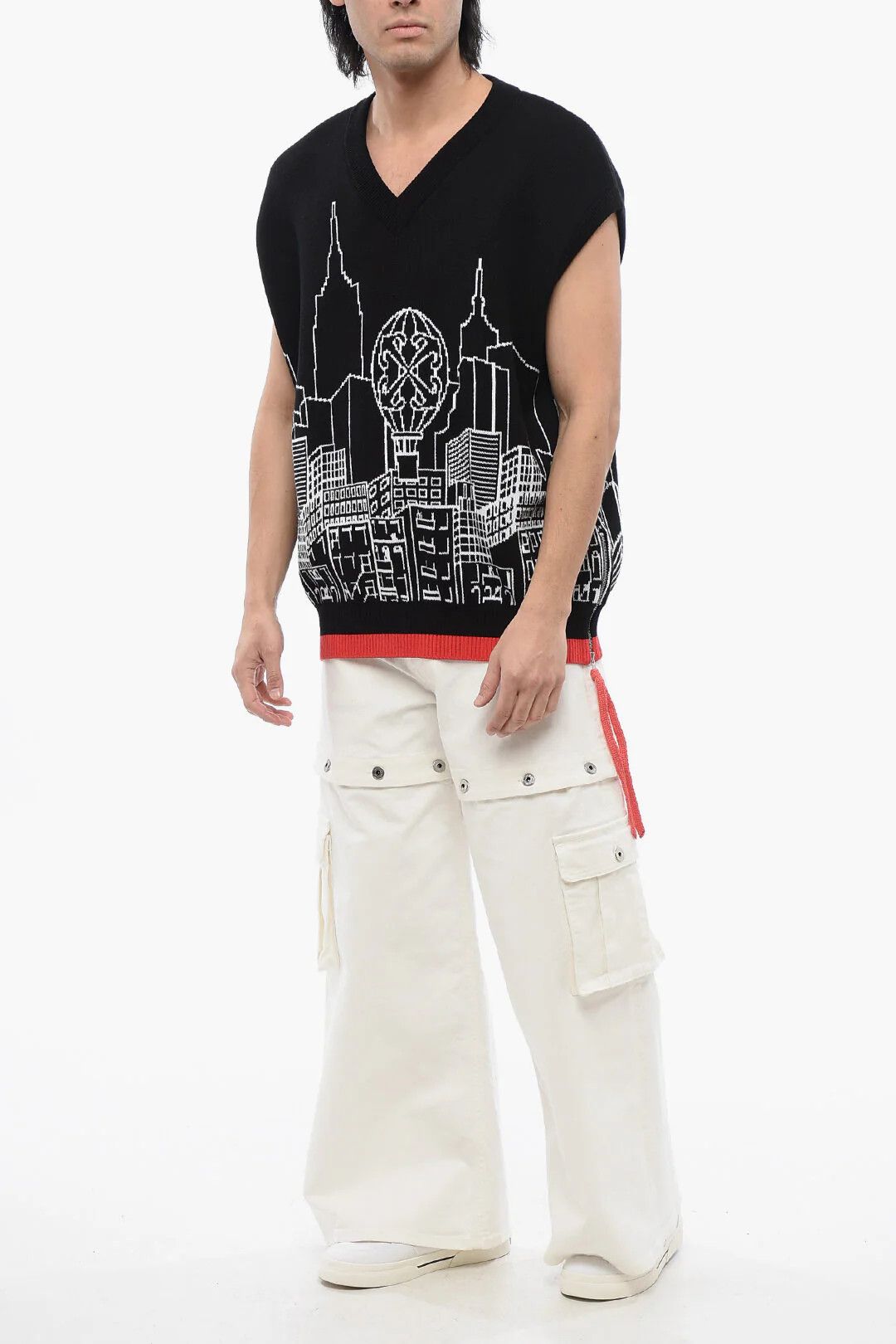 Off-White og1mm0526 Sleeveless Sweater in Black/White Size US S / EU 44-46 / 1 - 4 Thumbnail