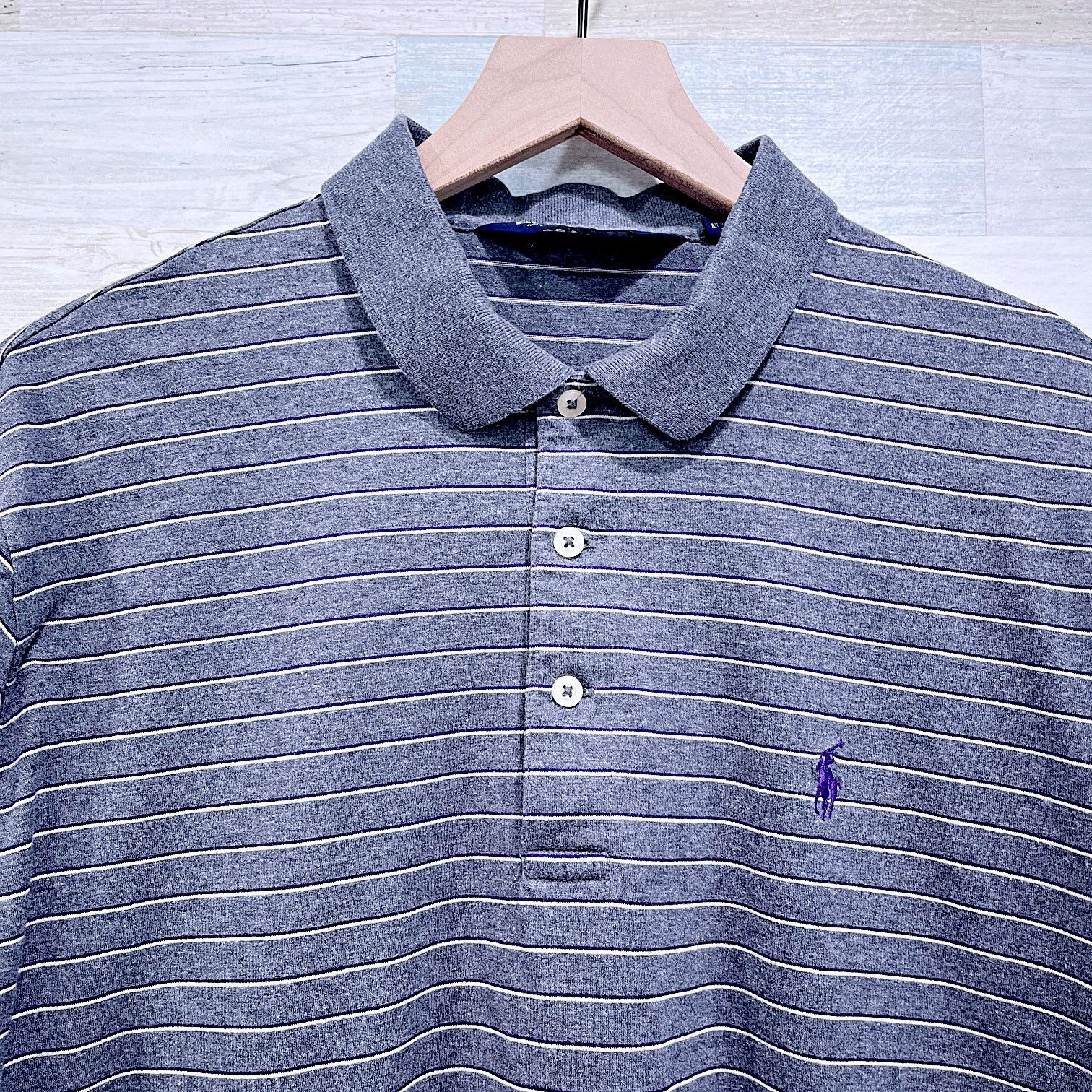 Polo Ralph Lauren × RLX Ralph Lauren × Vintage POLO GOLF Ralph Lauren Pima Cotton Polo Gray Stripe Mens L Size US L / EU 52-54 / 3 - 2 Thumbnail