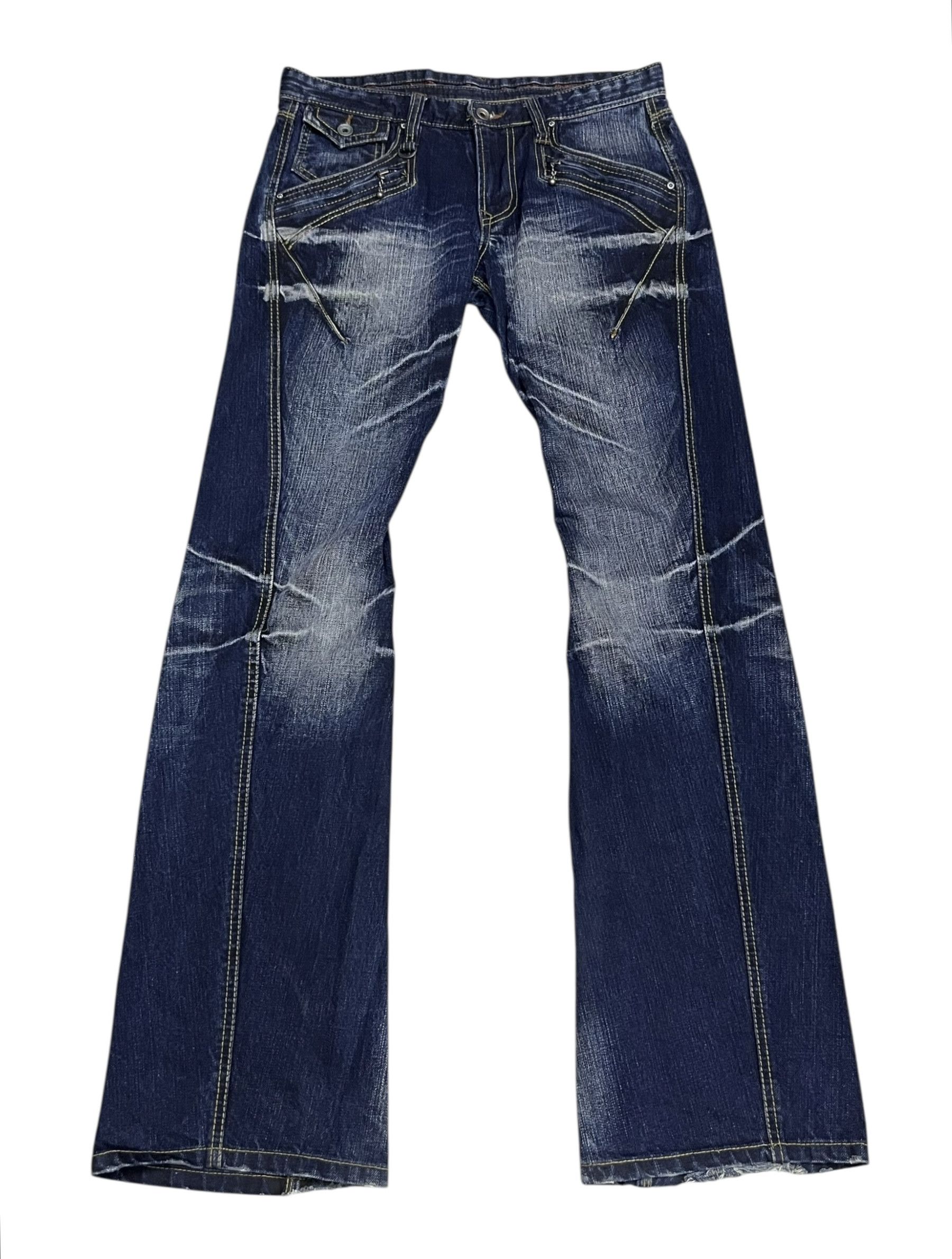 HIDEAWAYS RARE🔥NICOLE CLUB FOR MEN Punk Whiskers Twisted Flare Denim Size US 31 - 2 Thumbnail
