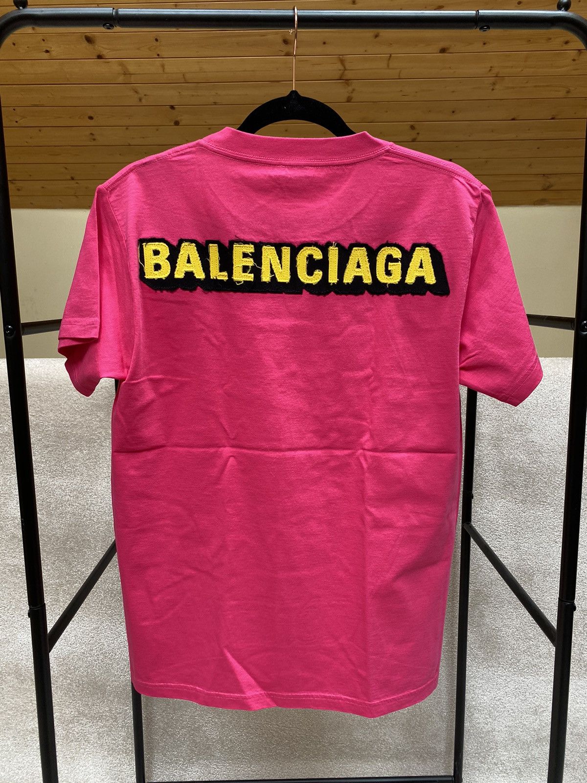 image of Balenciaga Patch Logo T-Shirt in Pink, Men's (Size XS)