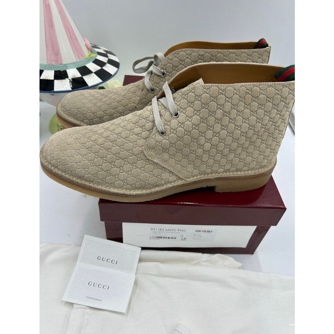 Gucci Men's Gucci suede GG embossed desert boots size 12 Size US 12.5 / EU 45-46 - 6 Thumbnail