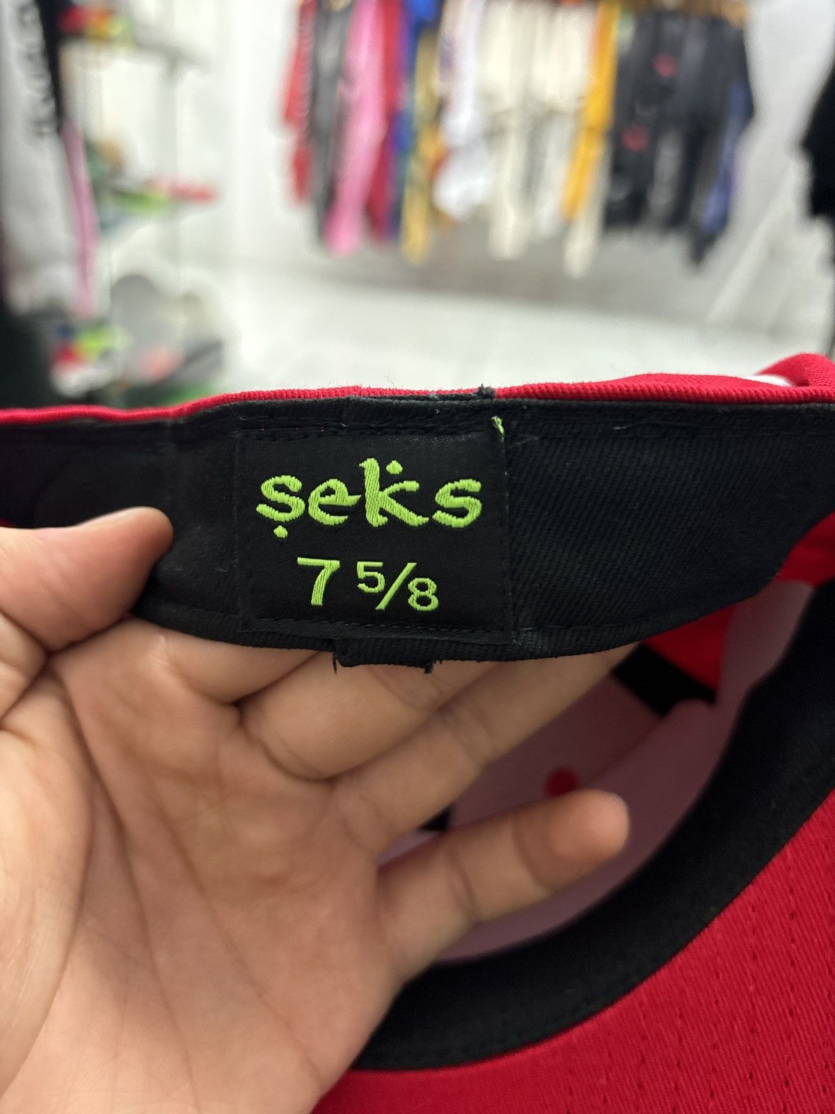 Other Seks fitted hat red white 7 5/8 Size ONE SIZE - 3 Thumbnail