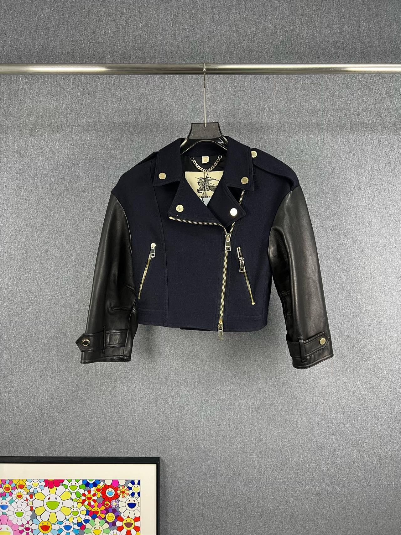 Burberry Burberry Wool Leather Jacket Size M / US 6-8 / IT 42-44 - 1 Thumbnail