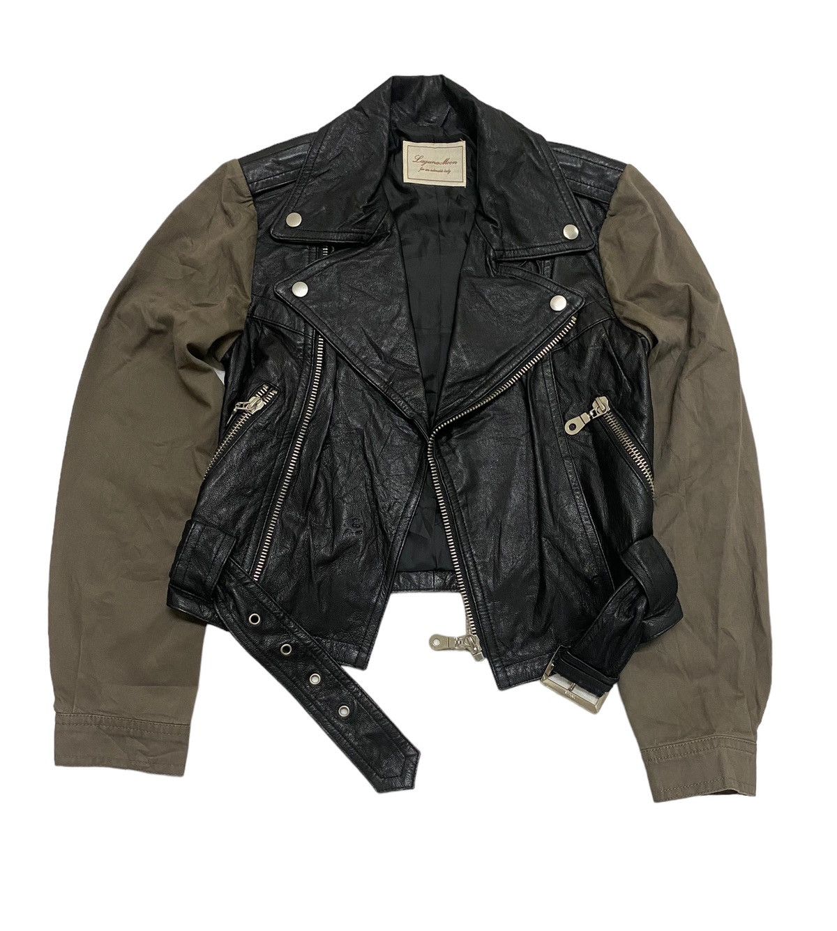 Japanese Brand × Leather LagunaMoon Double Collar Cropped Leather Jacket Size S / US 4 / IT 40 - 1 Thumbnail