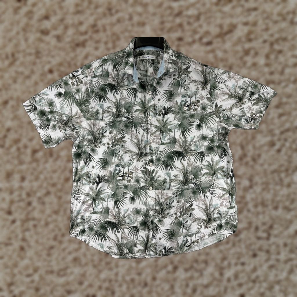 Tommy Bahama Tommy Bahama Shirt Men Large White Green Palm Button Up Beach Resort Vacation Size US L / EU 52-54 / 3 - 1 Thumbnail