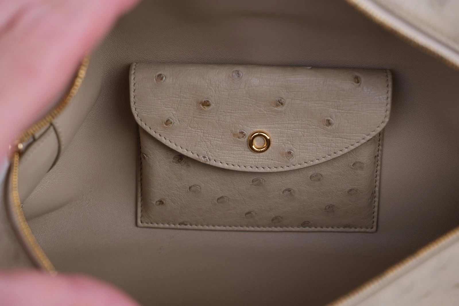 Loro Piana RARE Loro Piana Extra Bag Pocket L27 Ostrich Exotic Sun Gold Size ONE SIZE - 9 Thumbnail