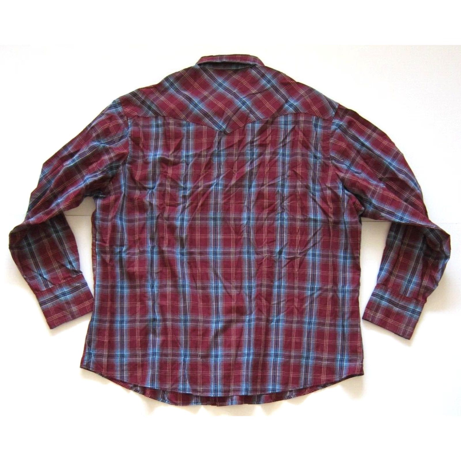 Wrangler VINTAGE Wrangler Shirt Western Long Sleeve Cotton Snap Red Blue Plaid 2XL Men Mens Boys Girls Size US XXL / EU 58 / 5 - 2 Thumbnail