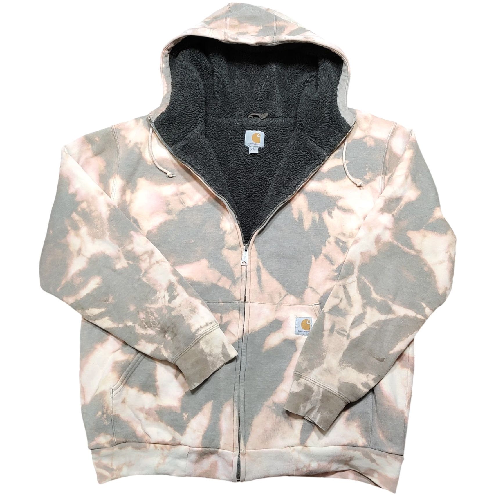 Carhartt VINTAGE Carhartt Hoodie Men LT Gray Lined Full Zip Sweatshirt Acid Wash 90s College Outdoor Logo Big & Tall Size US L / EU 52-54 / 3 - 2 Thumbnail