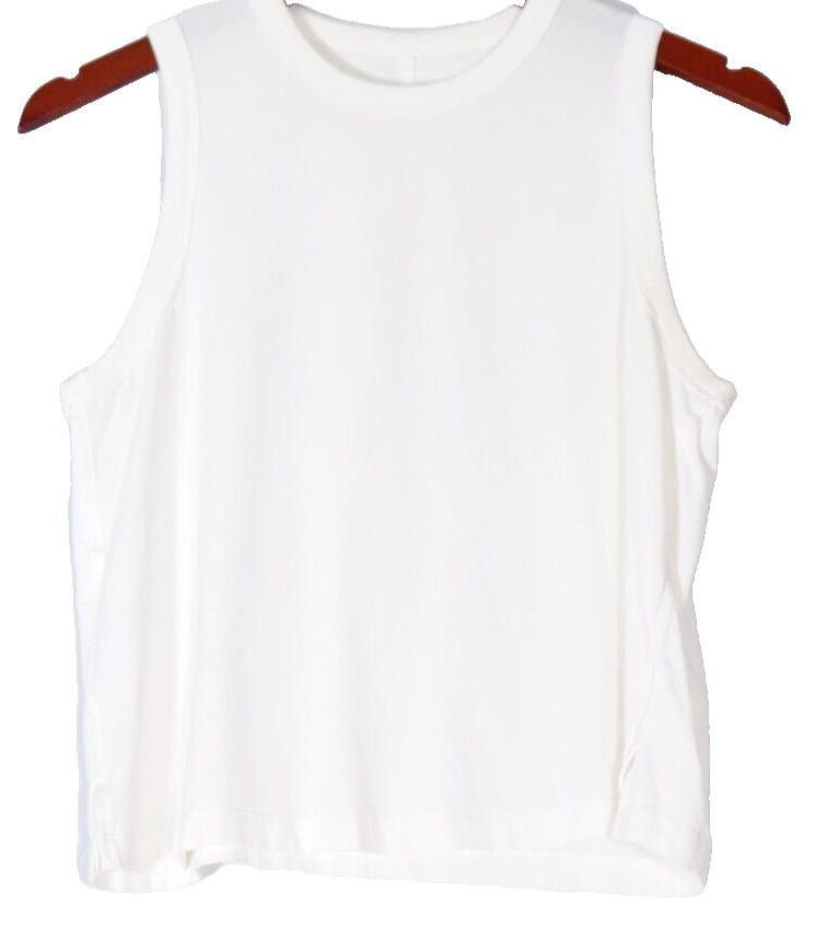 Lululemon Lululemon Small White Cropped Tank Top Cotton Yoga T-Shirt Size S / US 4 / IT 40 - 1 Thumbnail