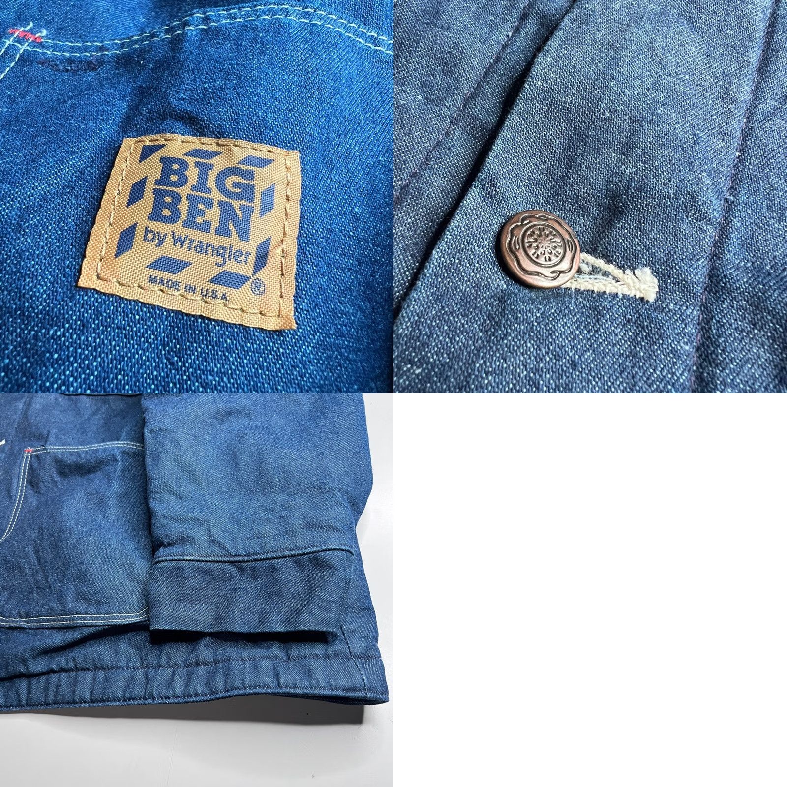 Wrangler VINTAGE Wrangler Denim Chore Coat 50 Blue Cotton Blend USA Made Chore Jacket Mens Vintage 1980s Big Ben Wool Blanket Lined Size US M / EU 48-50 / 2 - 8 Thumbnail