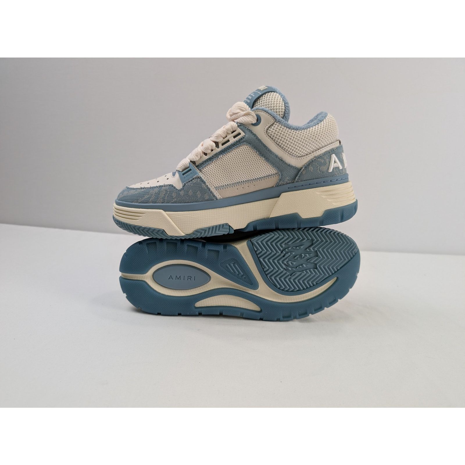 Amiri o1rshd1 Bandana Denim MA-1 Sneakers in Dusty Blue Size US 11 / EU 44 - 9 Thumbnail