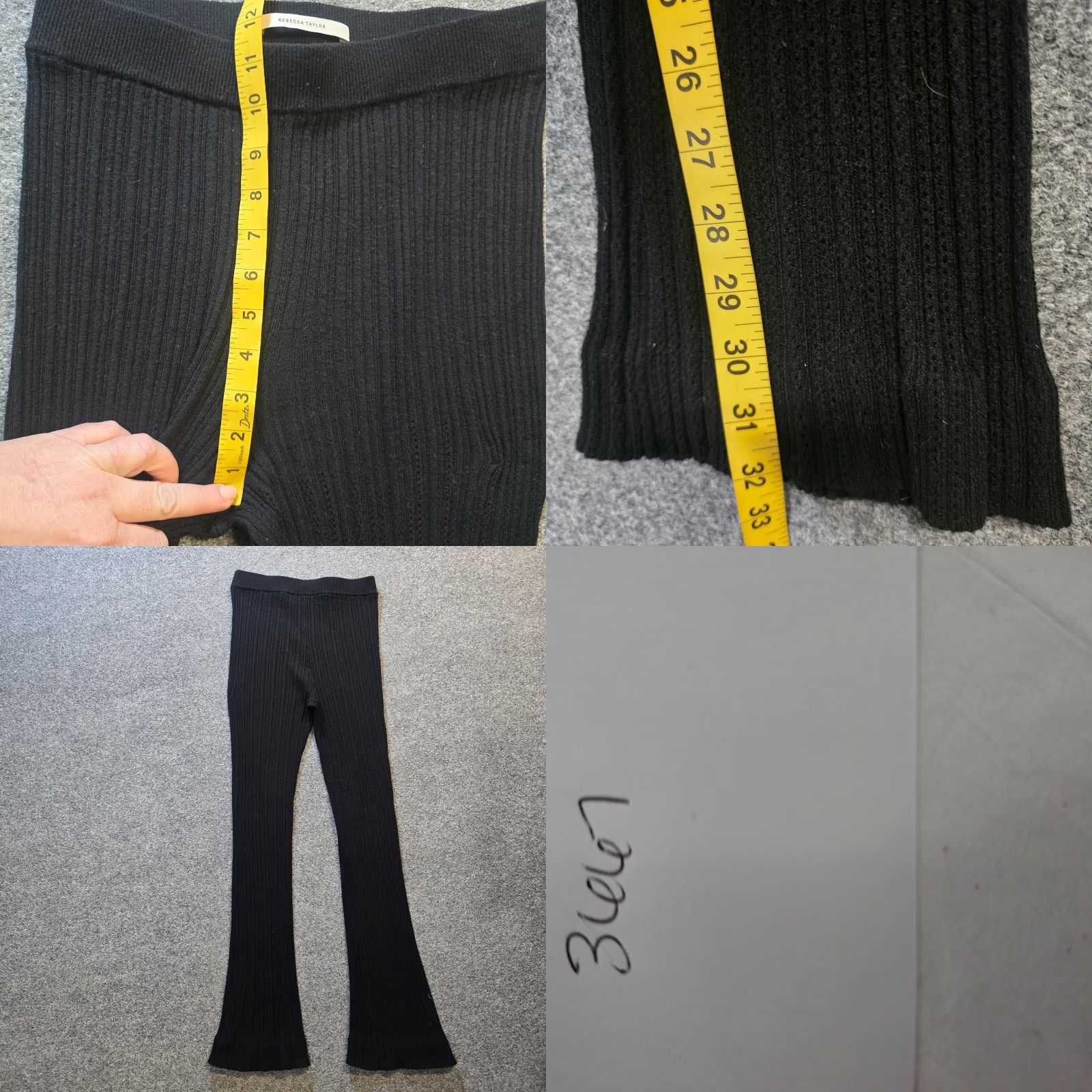 Rebecca Taylor Rebecca Taylor Pants Womens Small Black Wool Blend Ribbed Knit Flare Lounge Flared Ankle Size 28" / US 6 / IT 42 - 8 Thumbnail