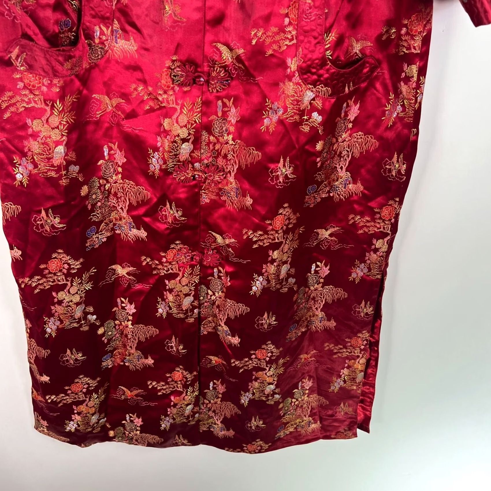 Vintage VINTAGE Esme Red Embroidered House Coat Shirt XXL 1990s Art Deco Silk Duster Jacket Rayon Womens Size XXL / US 16-18 / IT 52-54 - 5 Thumbnail