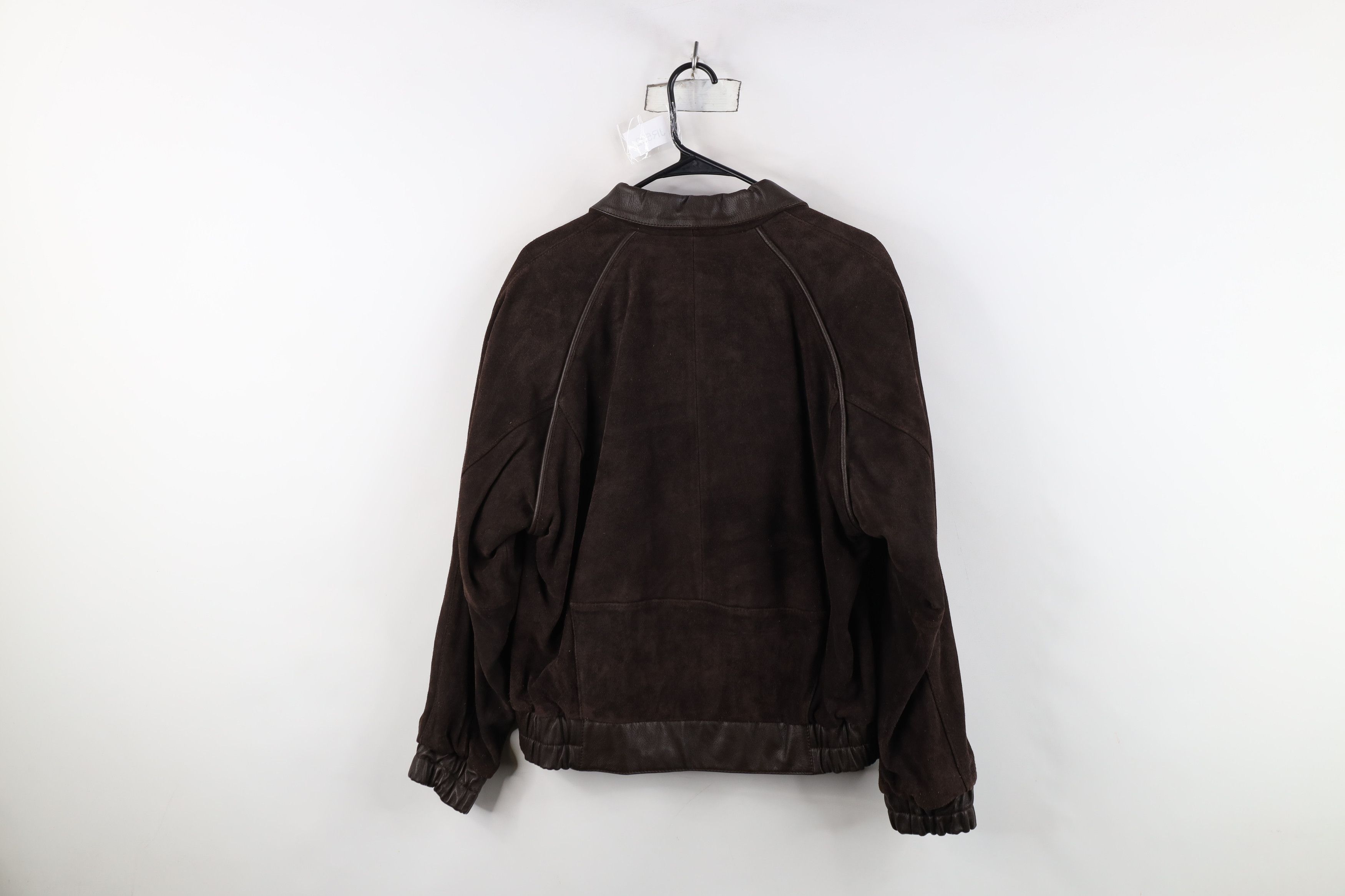 Vintage Vintage 80s 90s Streetwear Leather Bomber Jacket Dark Brown Size L / US 10 / IT 46 - 12 Thumbnail