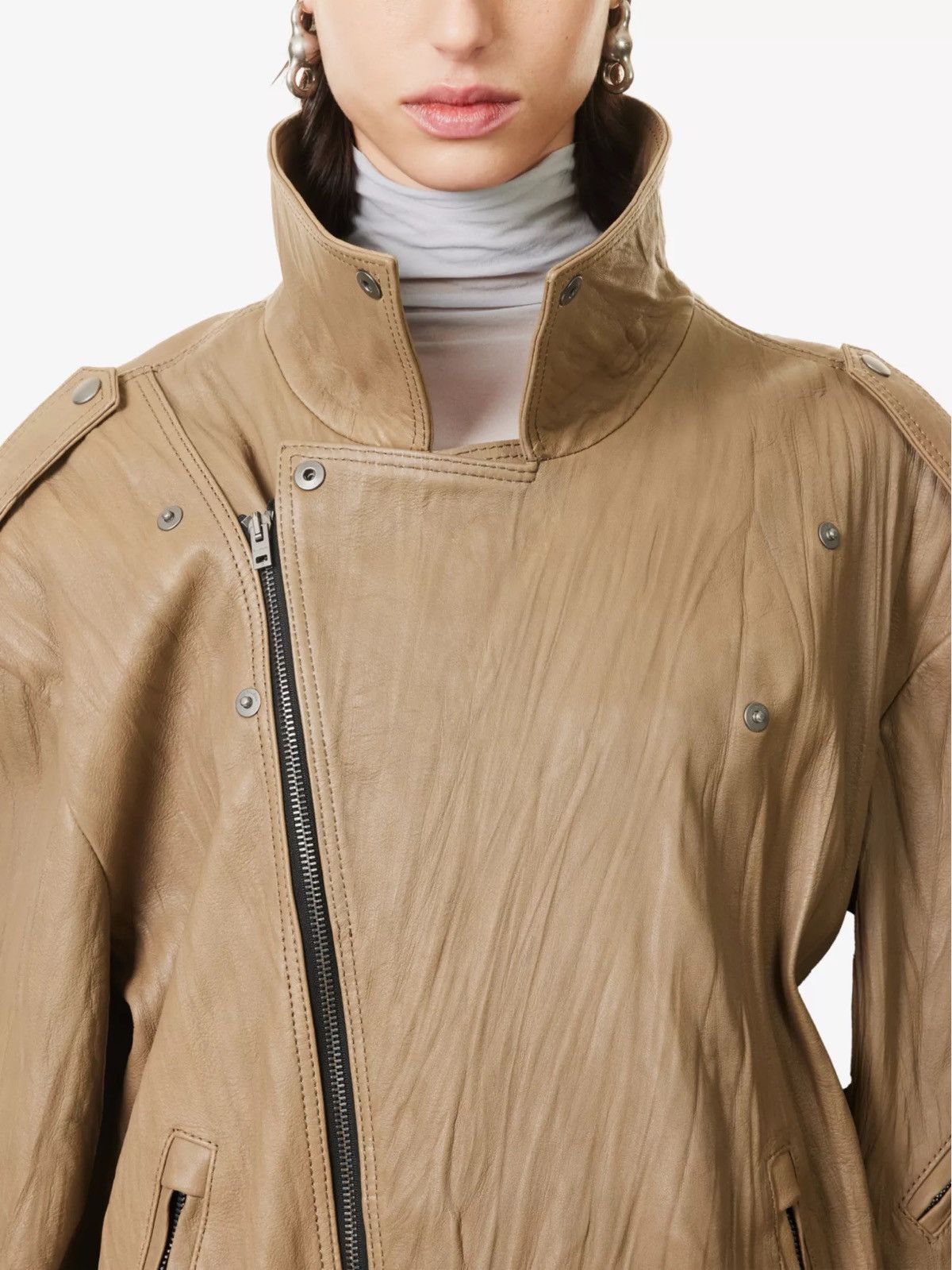 Acne Studios Linor oversized belted leather jacket