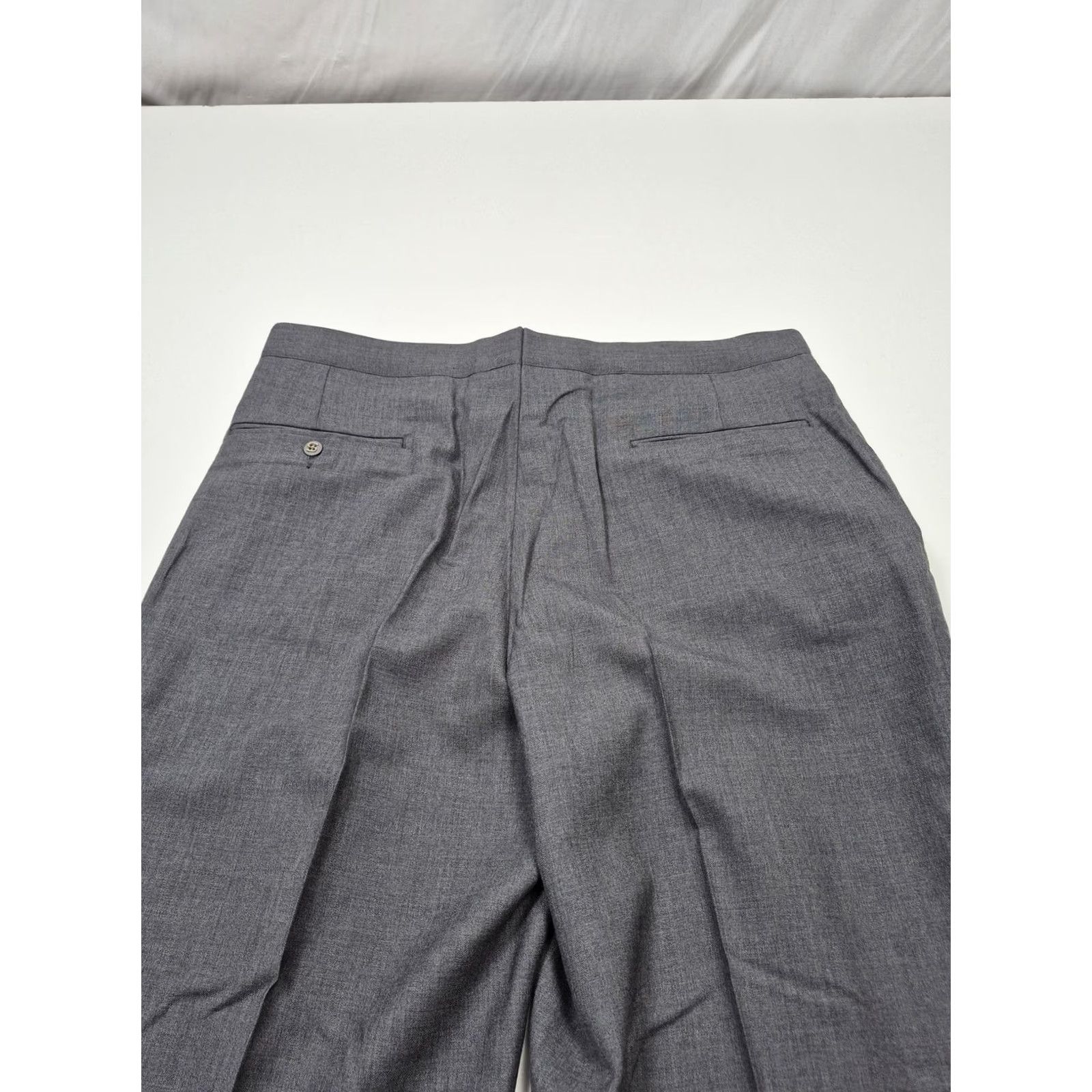 Vintage Sansabelt Mens Dress Pants 36x36 Gray Wool Pleated Straight Unhemmed Pants Mens Regular Wool Dress Pants Gray Size US 36 / EU 52 - 6 Thumbnail