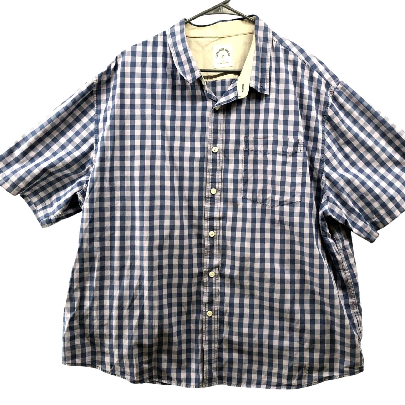 Vintage Dubinik Shirt Mens 3XL Short Sleeve Blue Check Button Down Size US XXL / EU 58 / 5 - 2 Thumbnail
