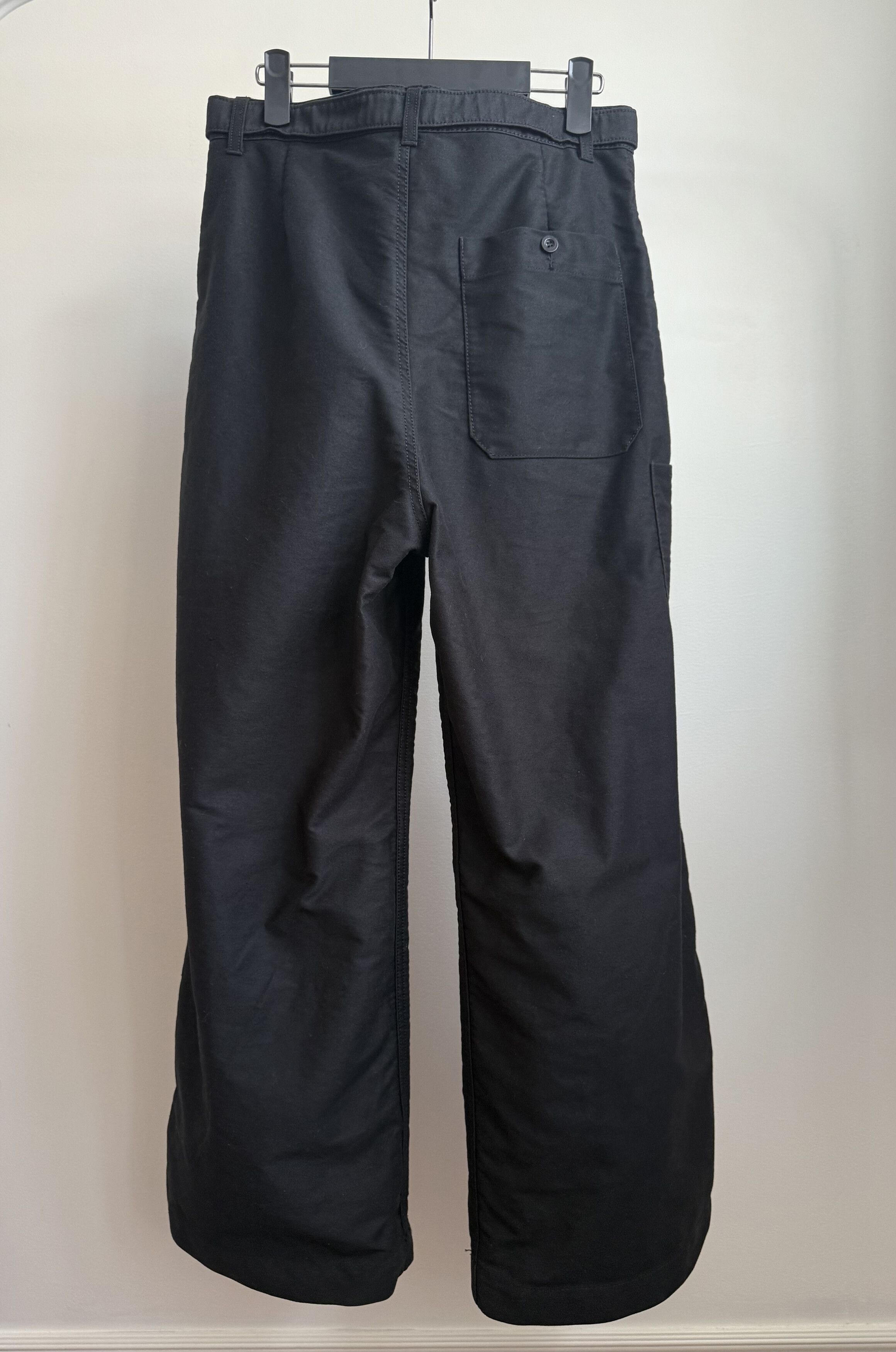 Sacai Black Wide-Leg Belted Cotton-Moleskin Trousers Size US 30 / EU 46 - 3 Thumbnail