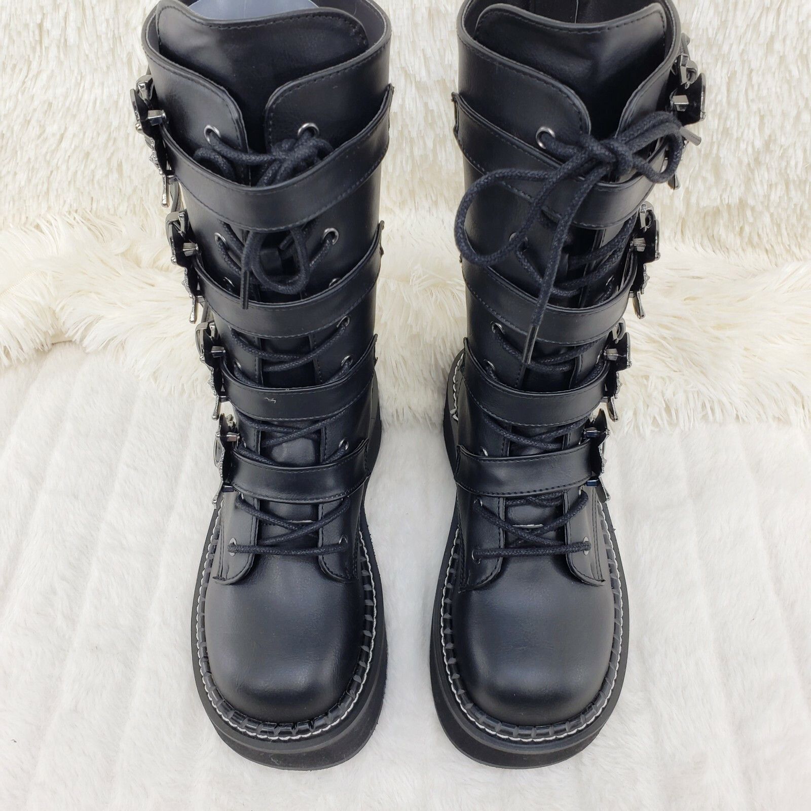 Demonia Cult DEMONIA Emily 322 Black Matte 2" Platform Bat Buckle Combat Size US 8 / IT 38 - 7 Thumbnail