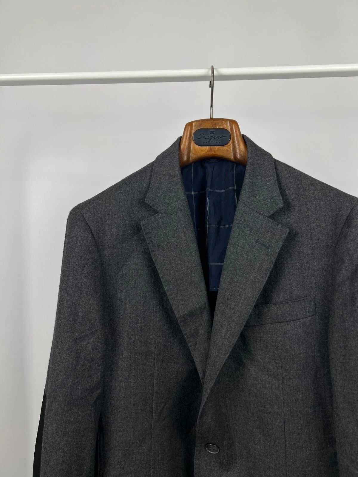 Hackett Hackett London Grey Flannel Half Lined Elbow Patch Blazer Size 42R - 6 Thumbnail