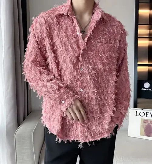 VIBE Elegant Splicing Tassel Button Up Shirt Size US L / EU 52-54 / 3 - 7 Thumbnail