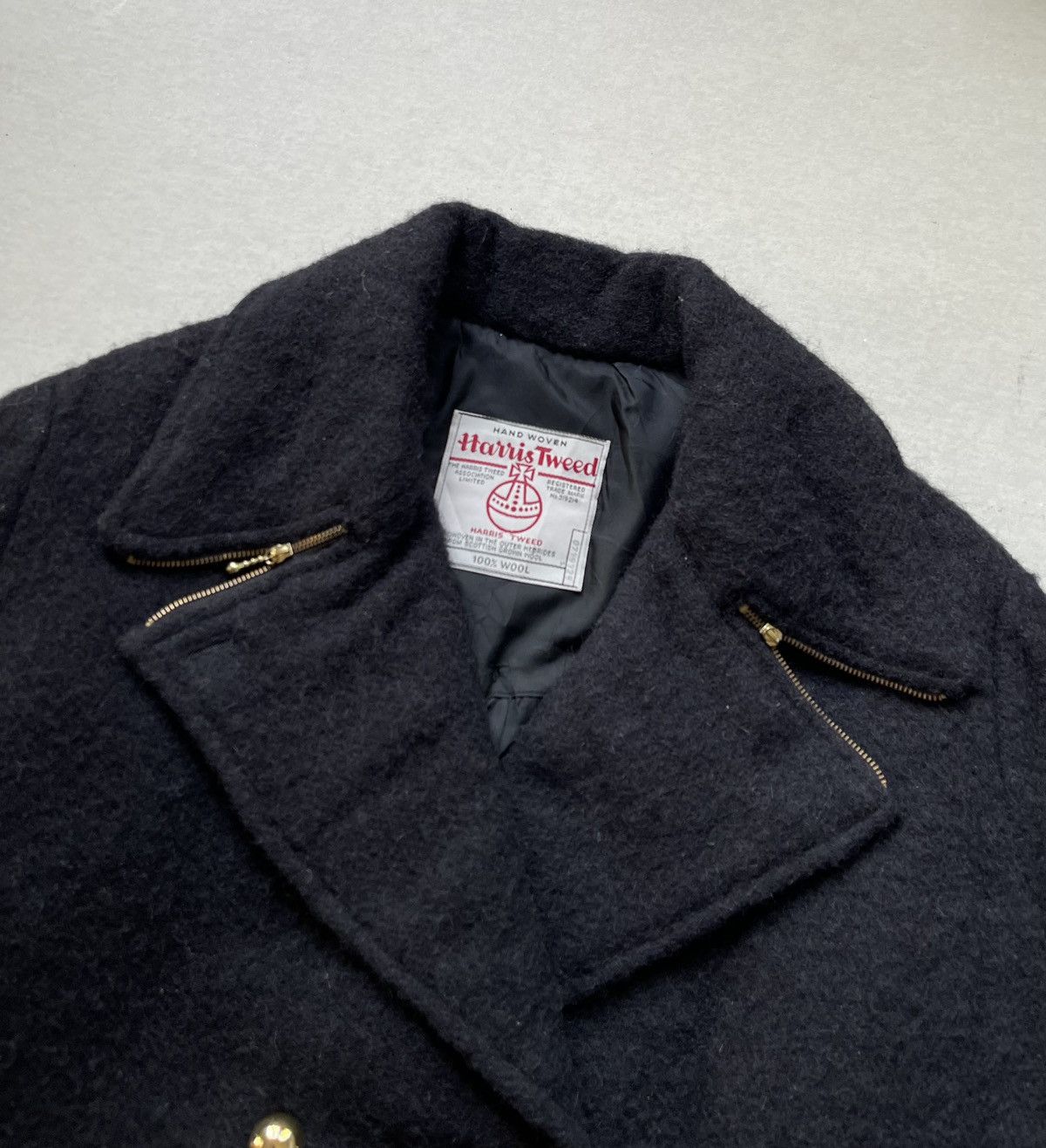 Harris Tweed 🔥Vtg Harris Tweed Women's Wool Double Breasted Zipper Coat Size L / US 10 / IT 46 - 5 Thumbnail