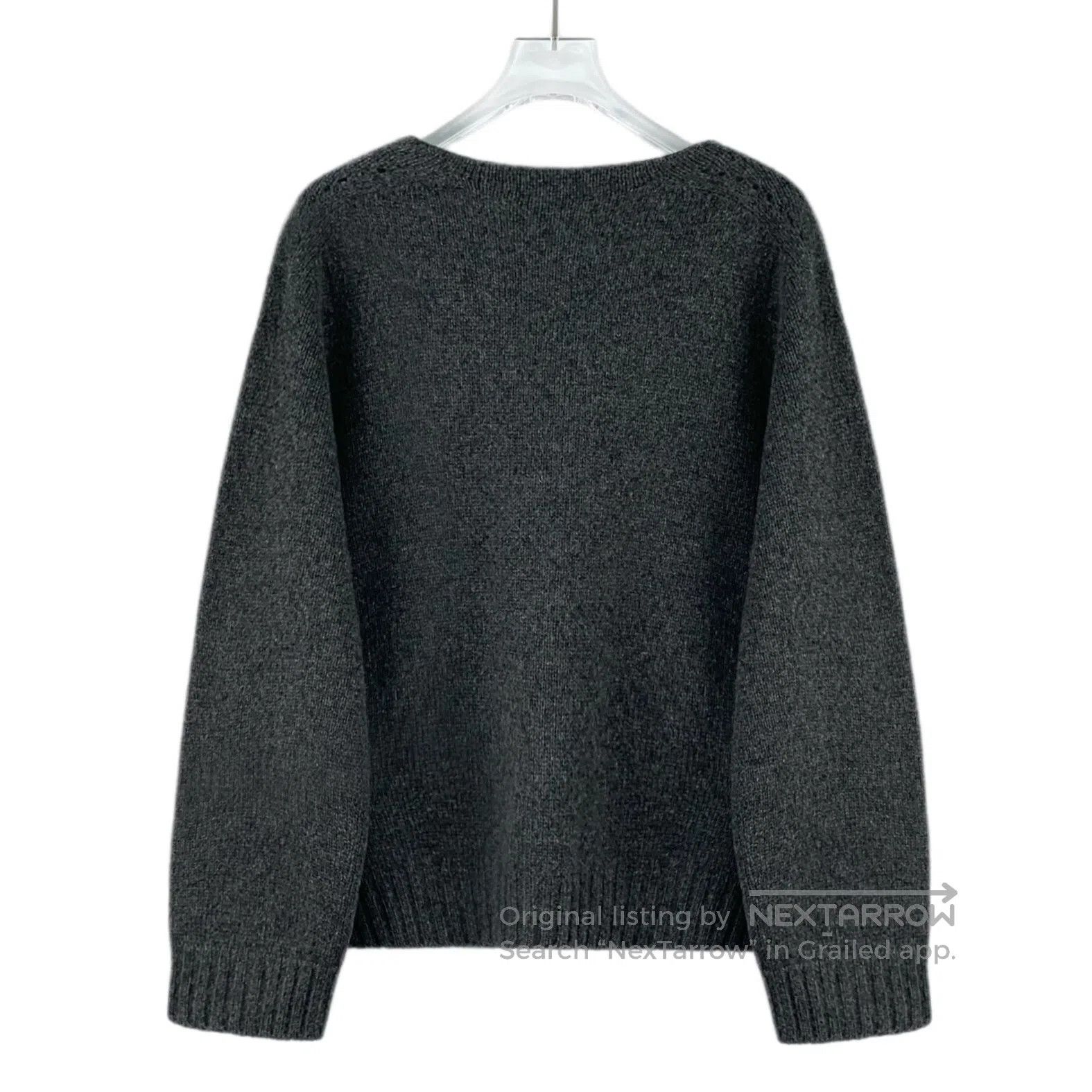 Celine CELINE Dark gray pocket chain design cashmere V-neck long- Size US M / EU 48-50 / 2 - 2 Thumbnail