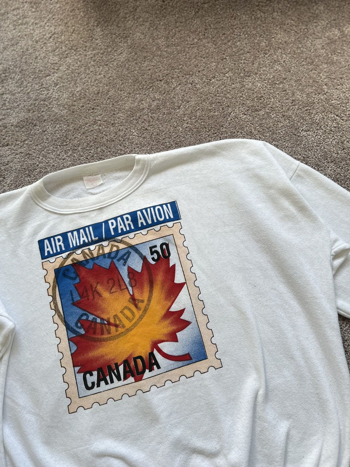 Vintage Vintage 90s Canadian Mail Stamp Sweater Size US M / EU 48-50 / 2 - 5 Thumbnail