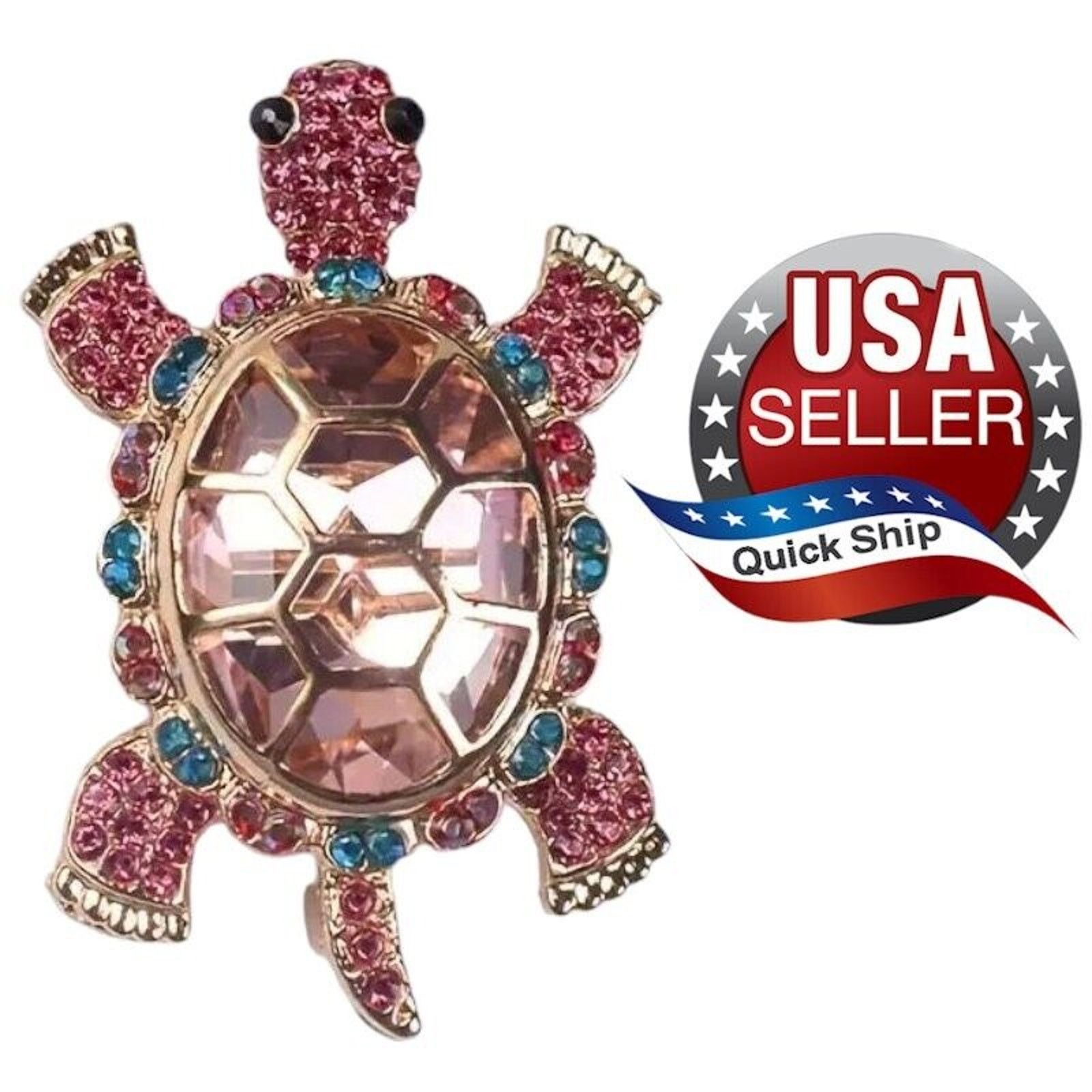 Other Rhinestone Studded Turtle Brooch Pin•Aurora Borealis Size ONE SIZE - 1 Thumbnail