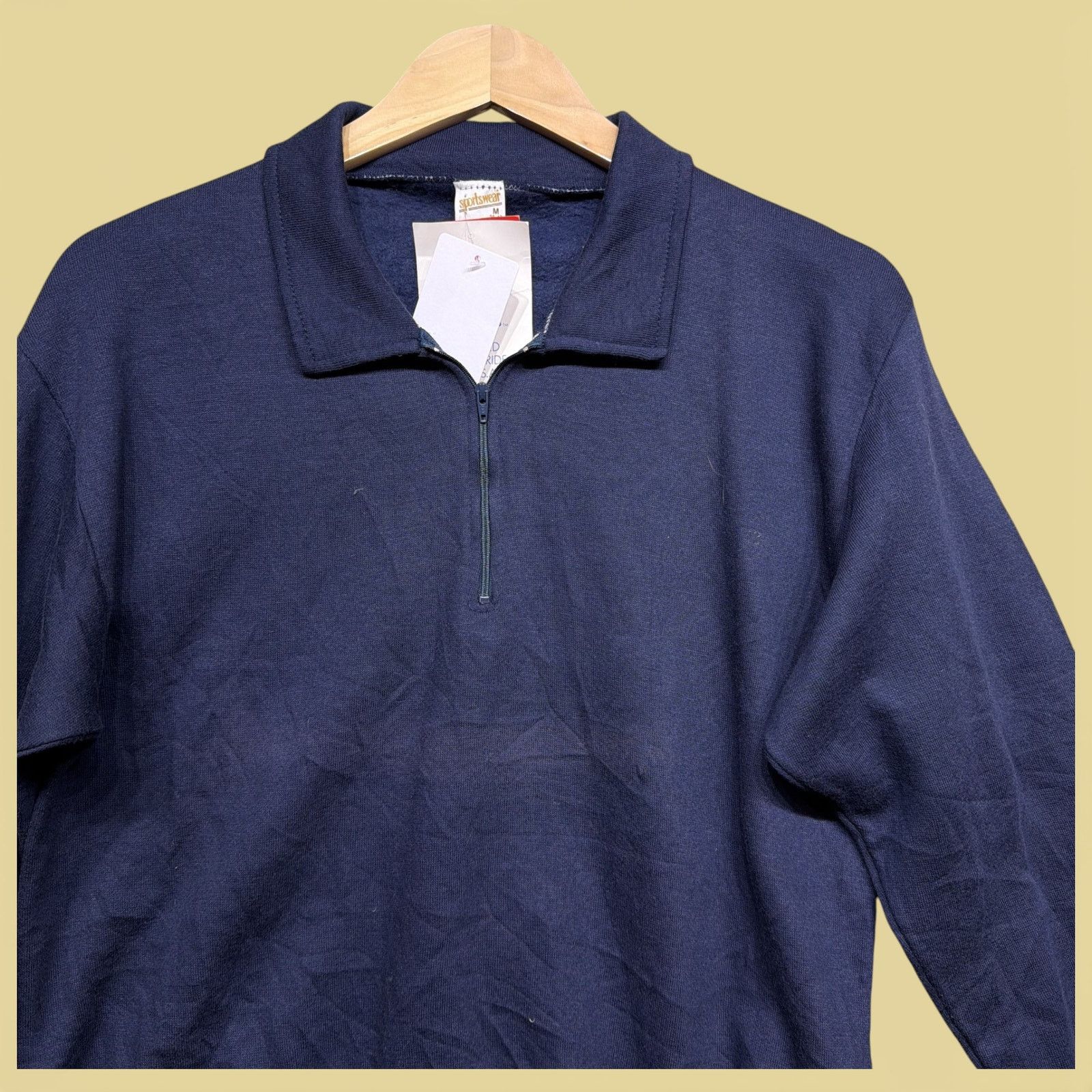 Vintage Vintage 80s Deadstock Sportswear Quarter Sweatshirt Medium Size US M / EU 48-50 / 2 - 2 Thumbnail