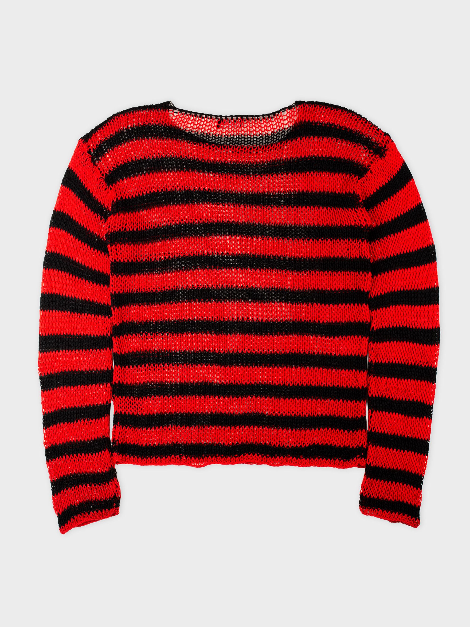 Raf Simons Archive Redux (2021) - AW97 Striped Open Knit Cotton Sweater Size US M / EU 48-50 / 2 - 2 Thumbnail