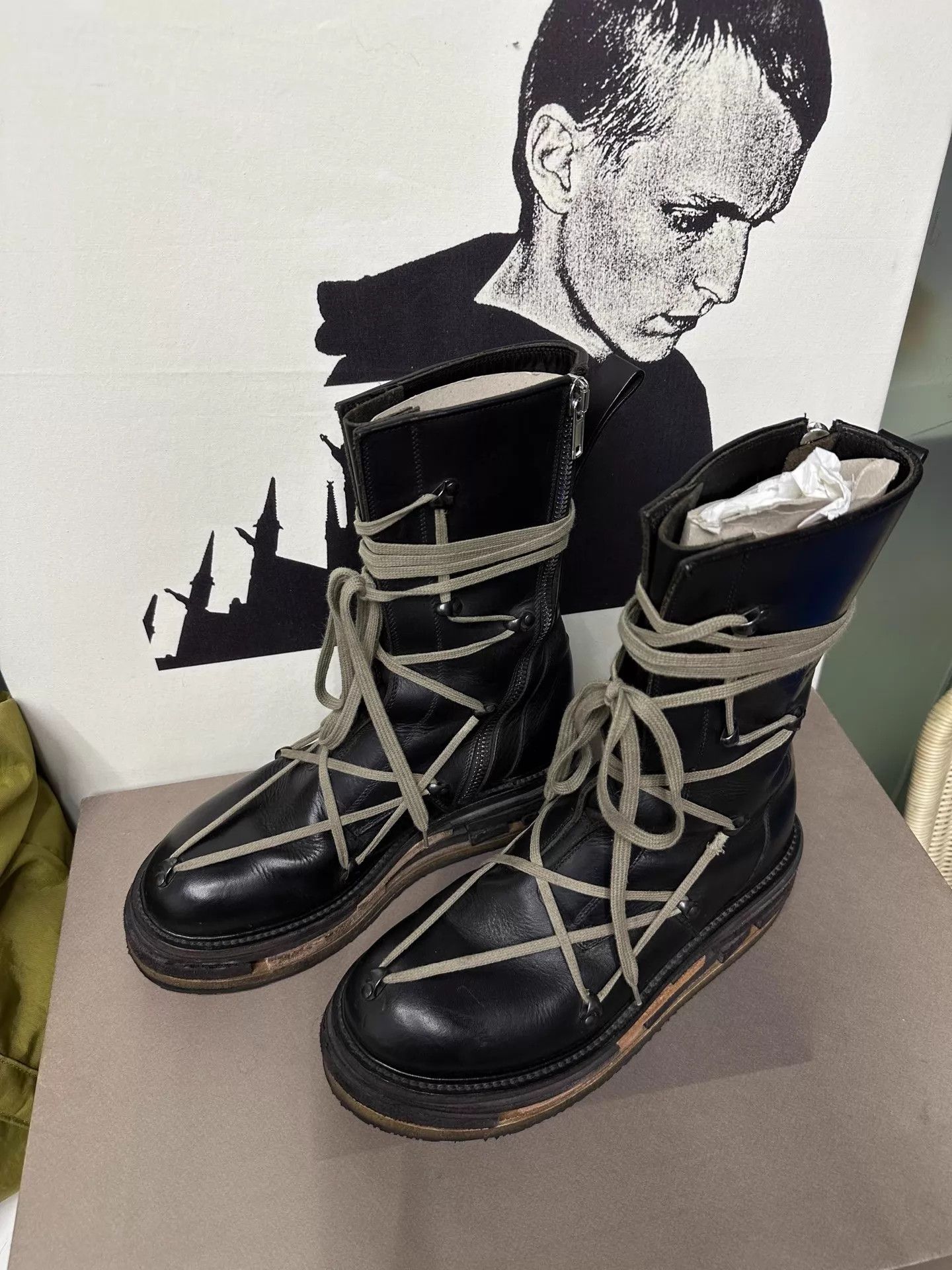 Rick Owens Rick Owens FW17 Glitter Lego Pentagram Strap Boots Size US 10 / EU 43 - 3 Thumbnail