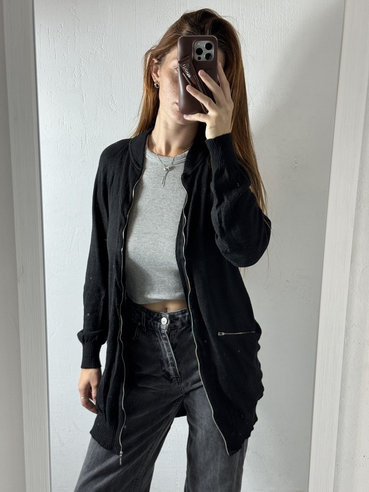 VINTAGE COP COPINE 2000s ZIP UP LONG CARDIGAN