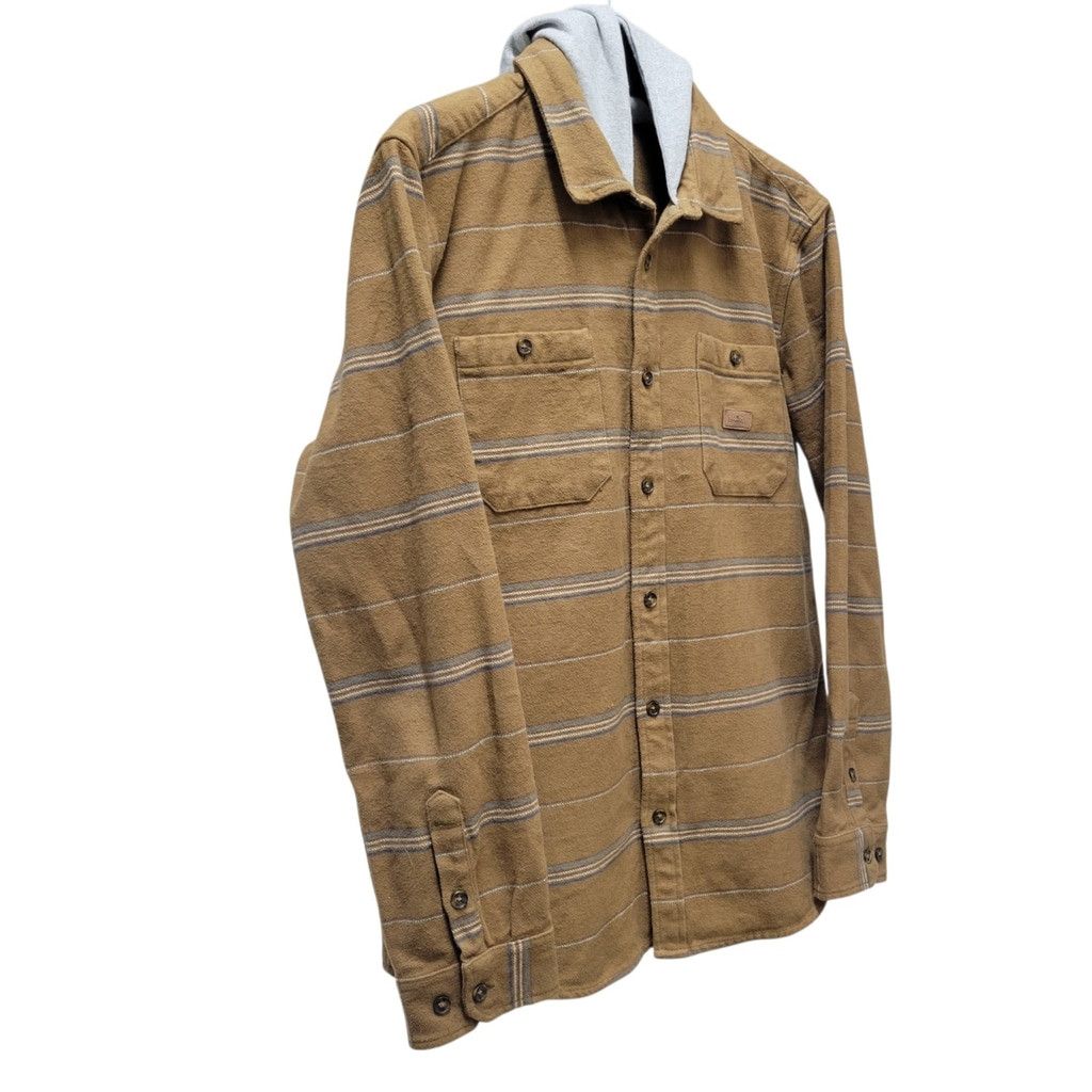 O'Neill ONeill Men's Long-Sleeves Button-Up Brown Striped Hoodie Shi Size US L / EU 52-54 / 3 - 3 Thumbnail