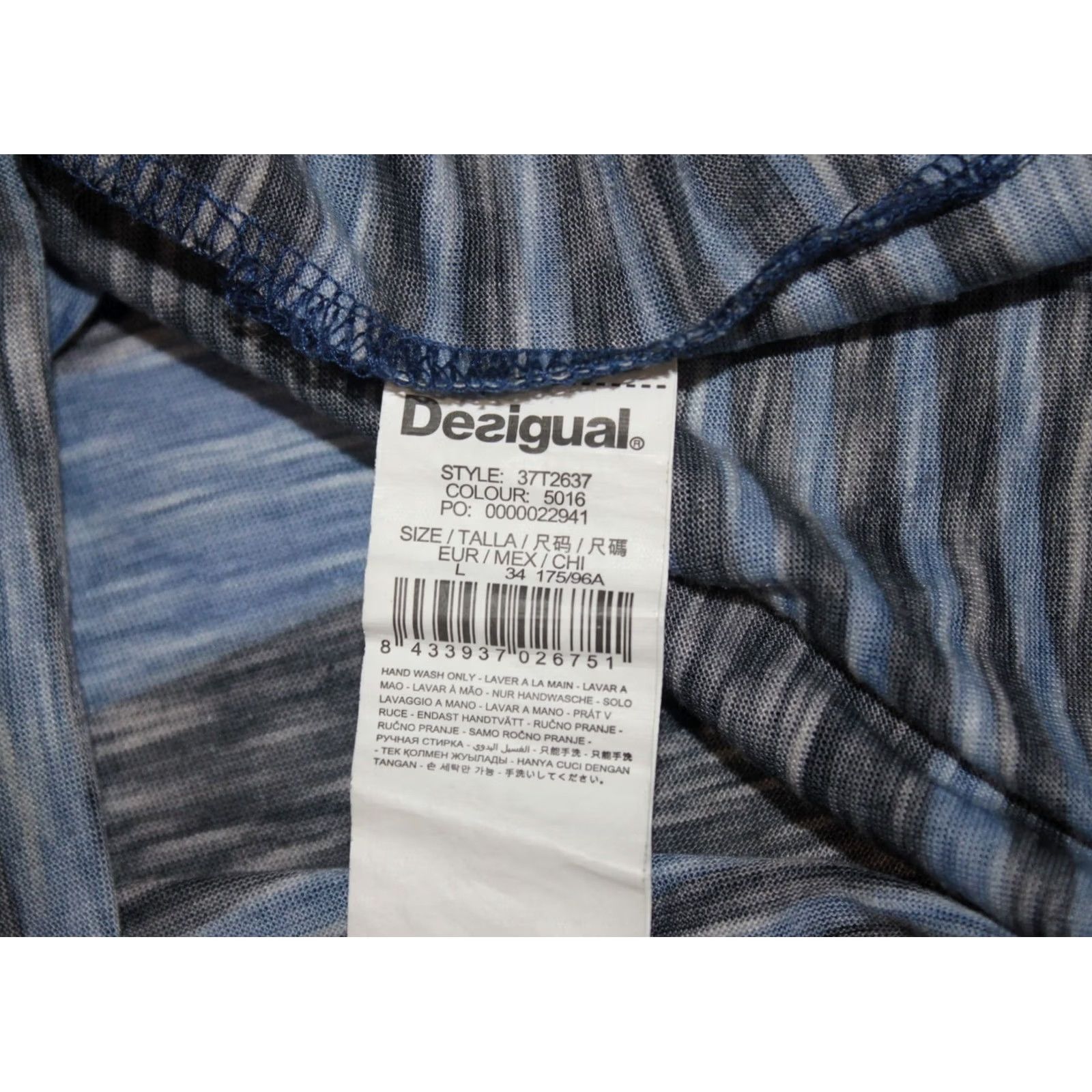 Desigual Desigual Shirt Womens L Blue Cotton Blend Long Sleeve T-Shirt 37T2637 Size L Womens Size L / US 10 / IT 46 - 6 Thumbnail