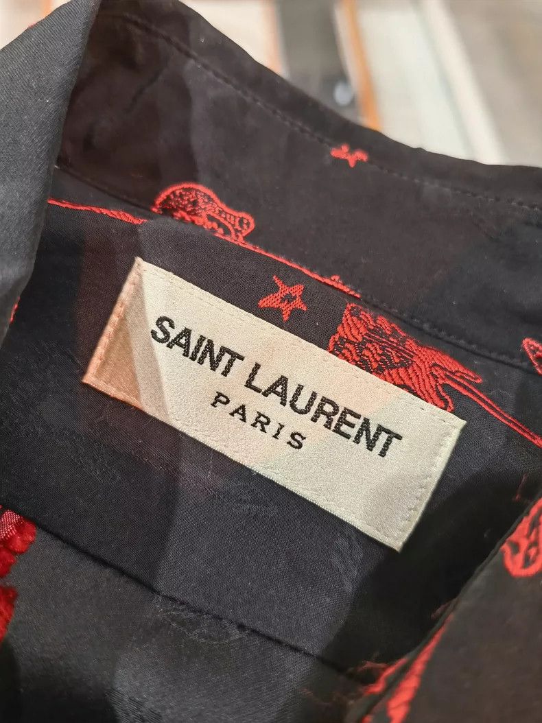 Saint Laurent Paris Saint Laurent Paris size 37 Red Guitar Embroidery shirt Size US M / EU 48-50 / 2 - 4 Thumbnail