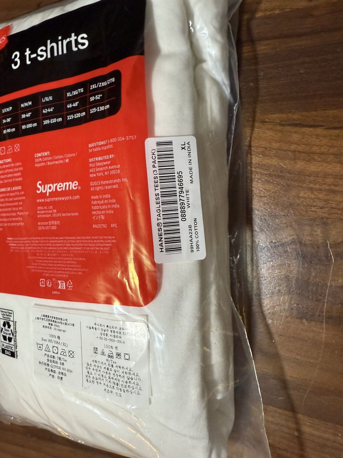 Hanes × Supreme Supreme Hanes Tagless Tees Size XL 3-Pack White T-Shirt Size US XL / EU 56 / 4 - 7 Thumbnail