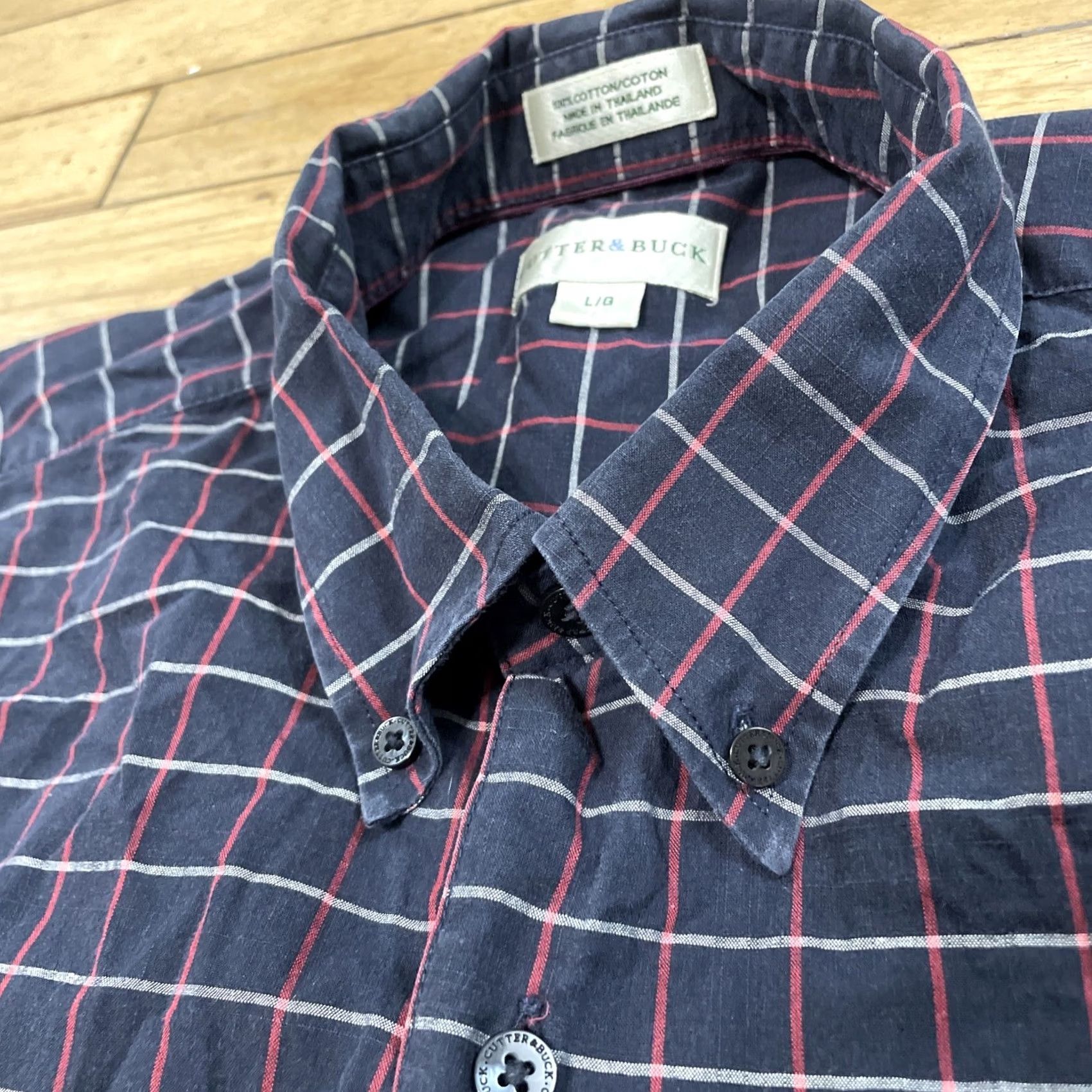 Cutter & Buck Cutter & Buck Button-Up Shirt Men L Gray Red Check Plaid Oxford Western Classic Size US L / EU 52-54 / 3 - 4 Thumbnail