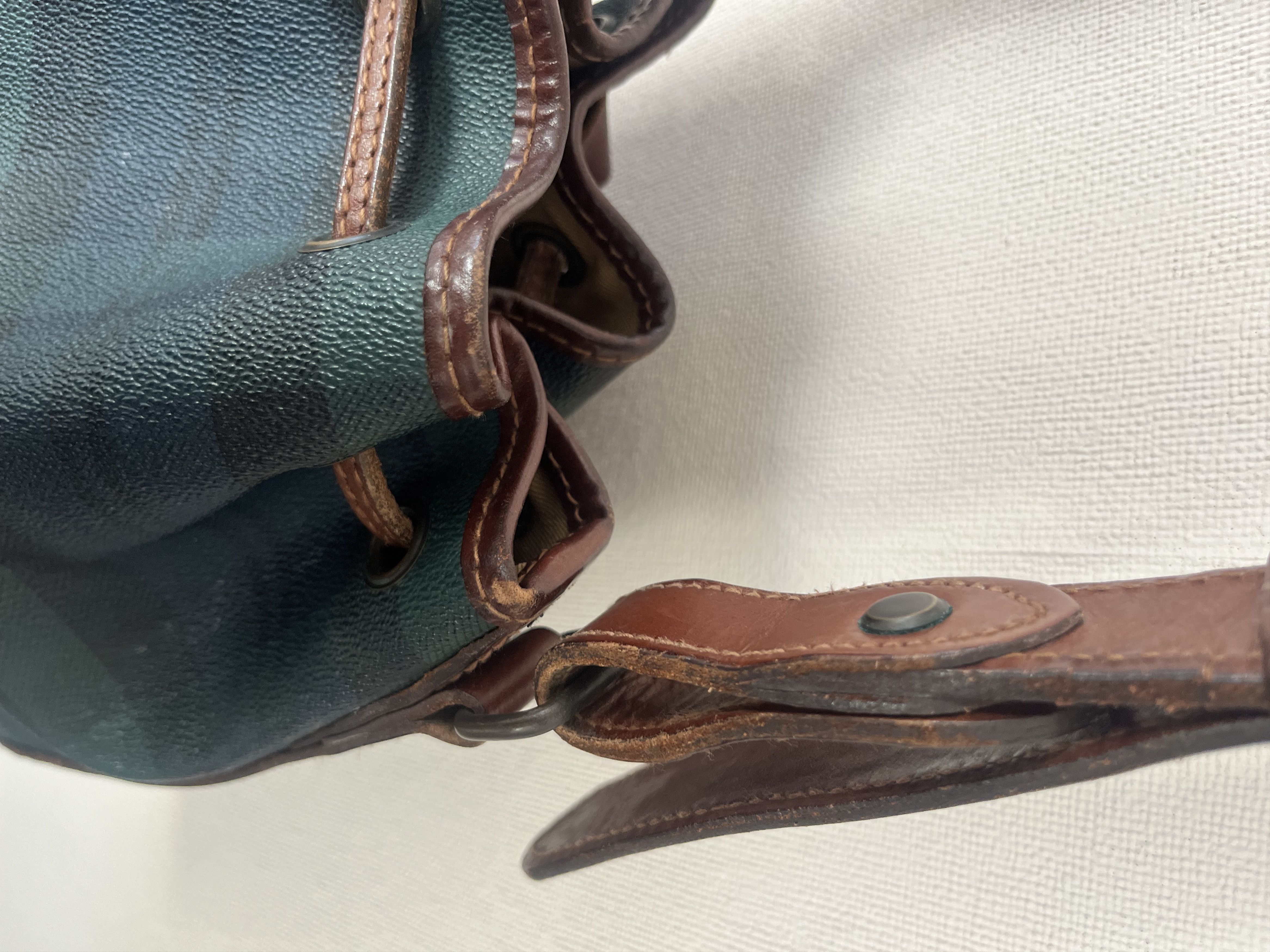 VNTG Polo Ralph Lauren Blackwatch Plaid Leather Bucket Bag