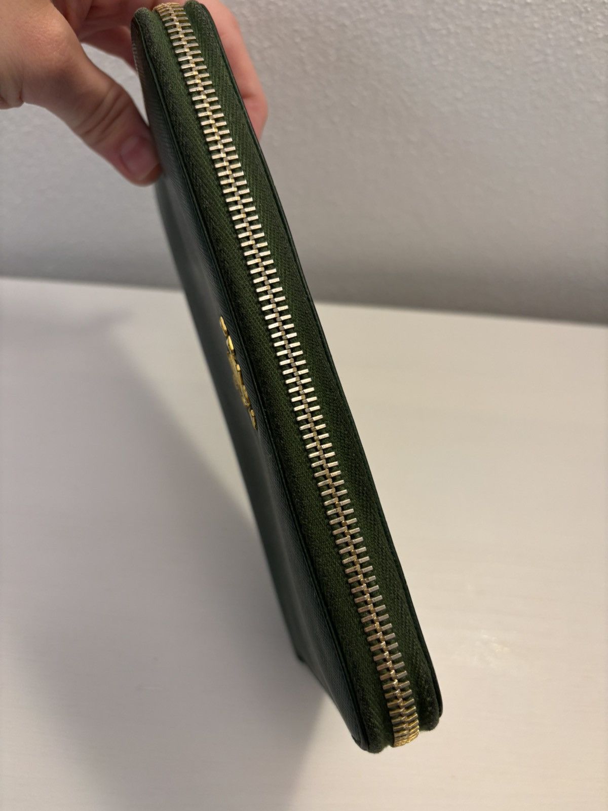 Prada Prada Dark Green Saffiano Leather Logo Zip Around Wallet Size ONE SIZE - 11 Thumbnail