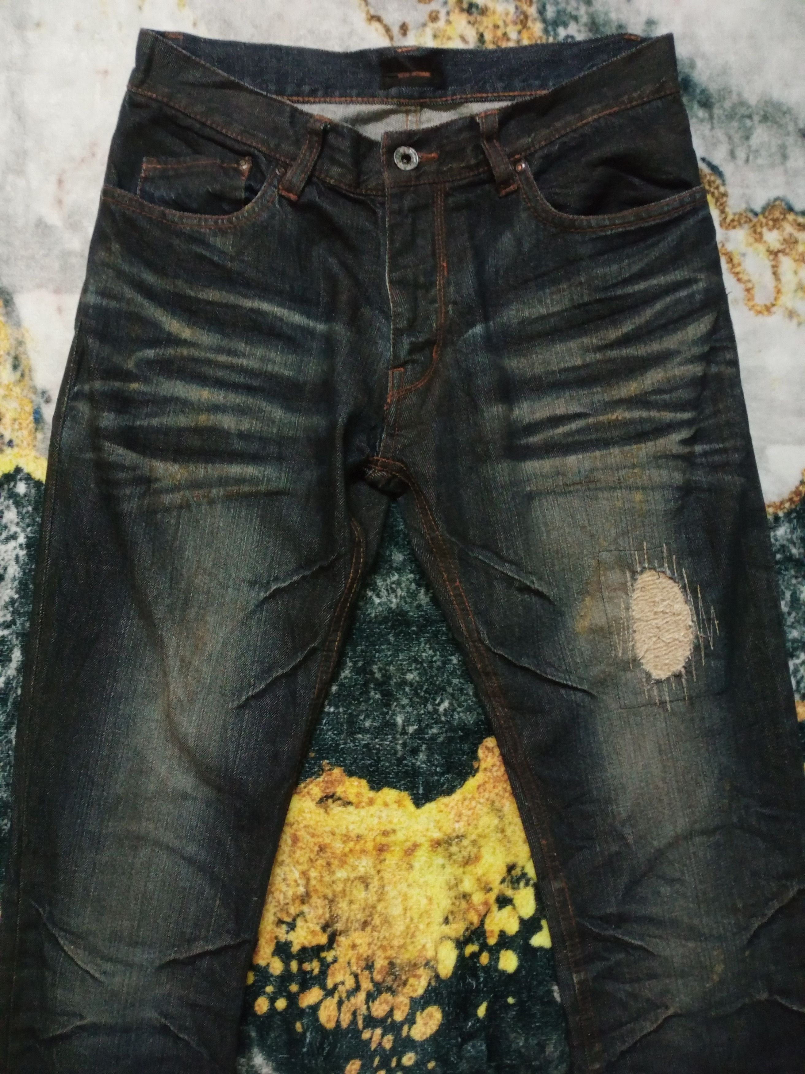 Issey Miyake Vintage Tete Homme Issey Miyake Flare Distressed Denim Jeans Size US 31 - 6 Thumbnail