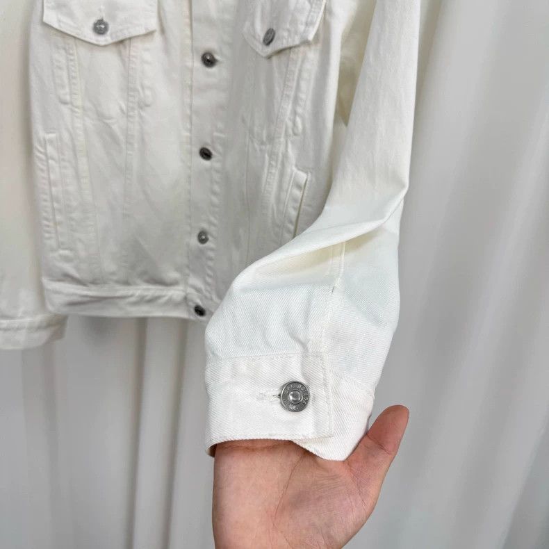 Balenciaga Balenciaga size 46 Embroidered monogrammed white denim jac Size US S / EU 44-46 / 1 - 4 Thumbnail