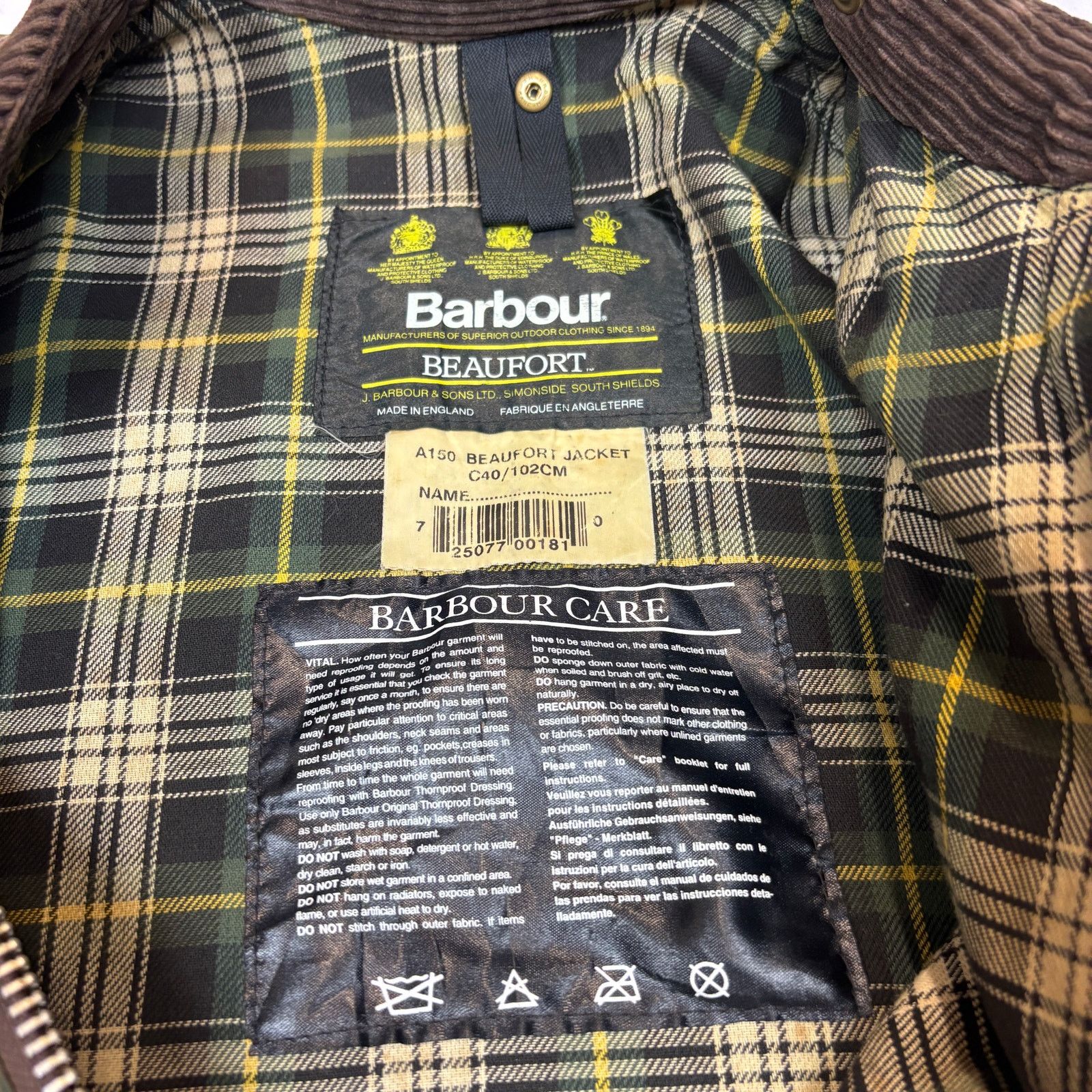 Barbour Barbour Classic Beaufort Waxed Plaid Lined Olive Jacket C40 Size US L / EU 52-54 / 3 - 4 Thumbnail