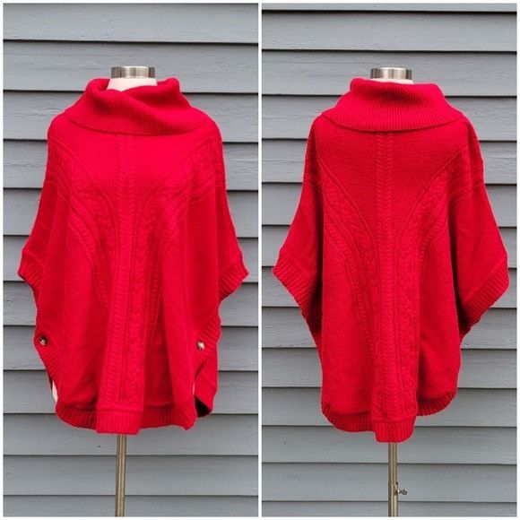 Talbots Talbots Red Cable Knit Round Poncho NWT New With Tags Size W Size M / US 6-8 / IT 42-44 - 7 Thumbnail