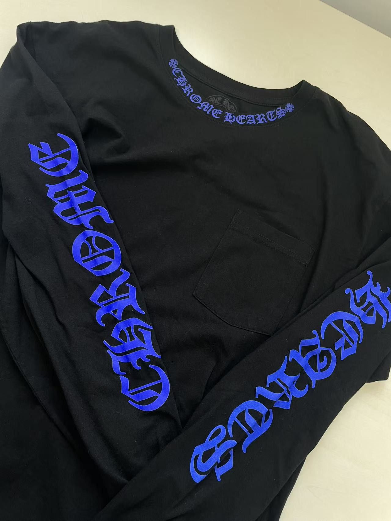 Chrome Hearts Chrome Hearts Blue 1988 Neck Logo Long Sleeve T-Shirt Tee Size US XL / EU 56 / 4 - 7 Thumbnail