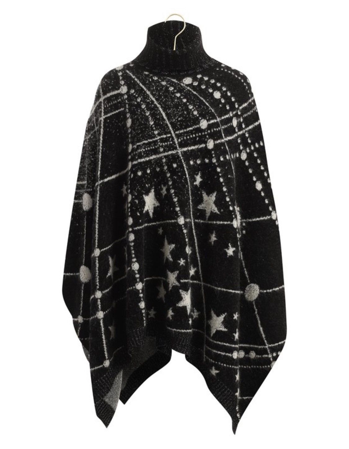 image of Saint Laurent Paris High Stars Cozy Poncho Turtleneck Jacket in Black, Men's (Size Small)