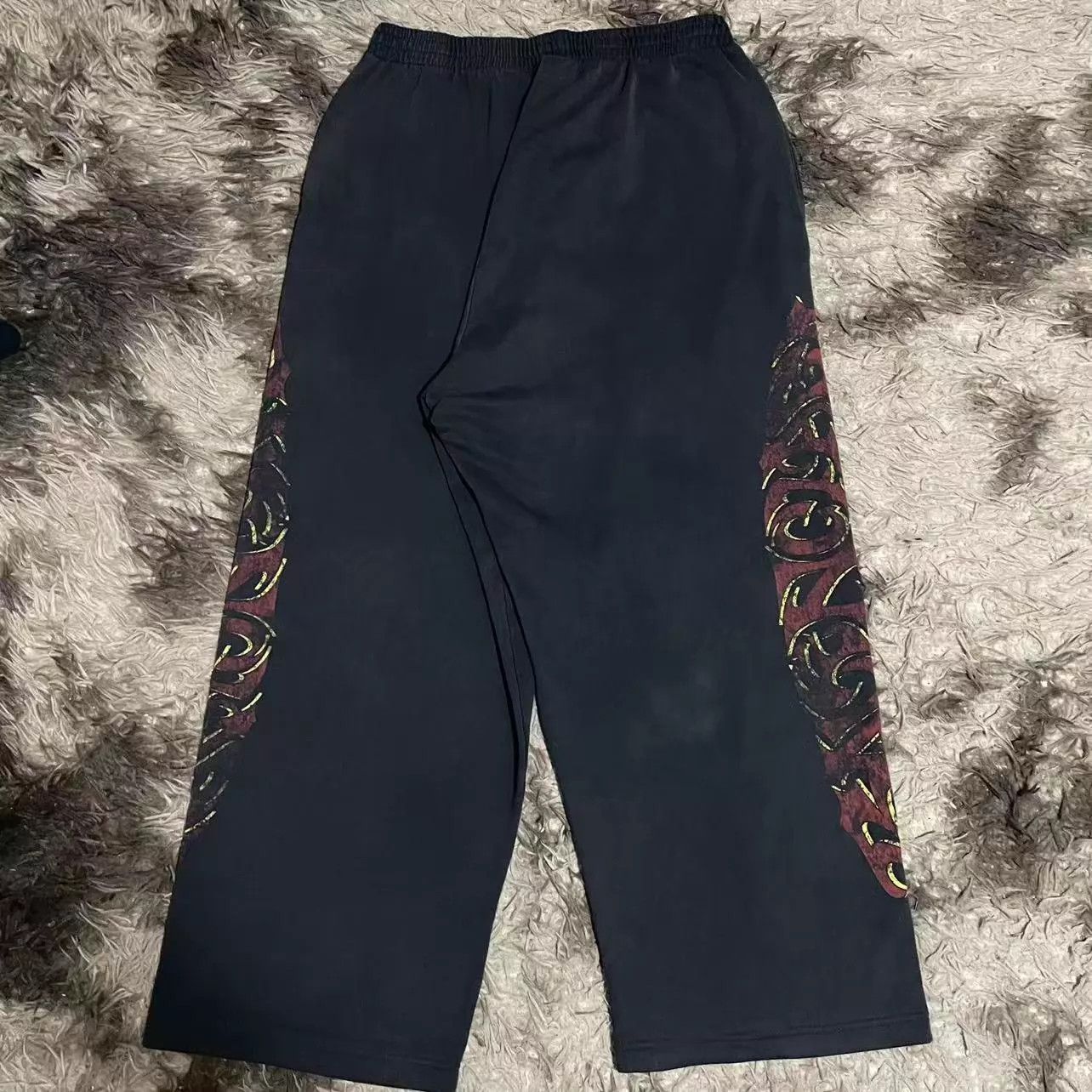 Balenciaga Balenciaga 24ss Flame-Print Distressed Wide-Leg Trousers Size US 32 / EU 48 - 2 Thumbnail