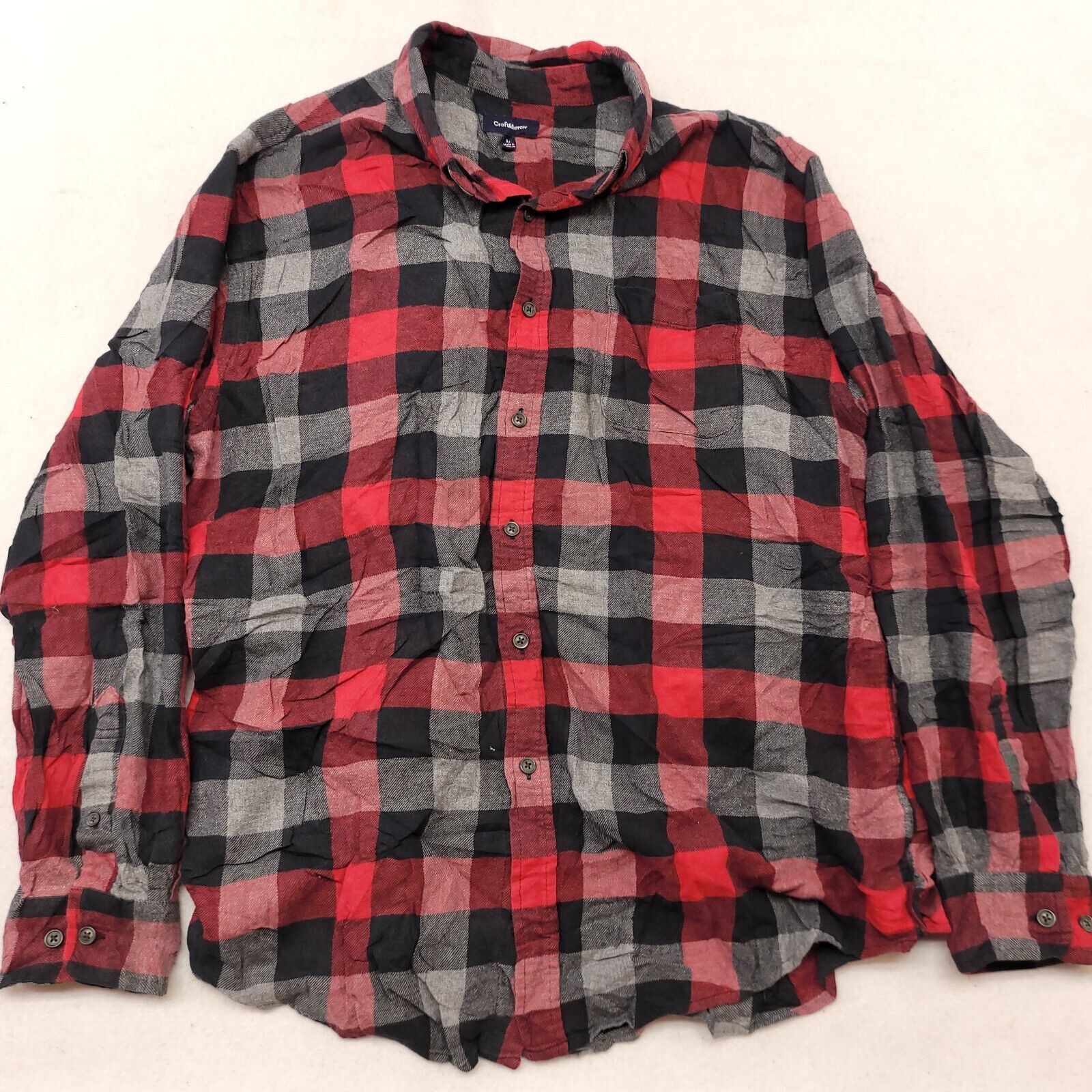 Croft & Barrow Croft & Barrow Gingham Flannel Shirt Mens Size L Red Black Size US L / EU 52-54 / 3 - 2 Thumbnail