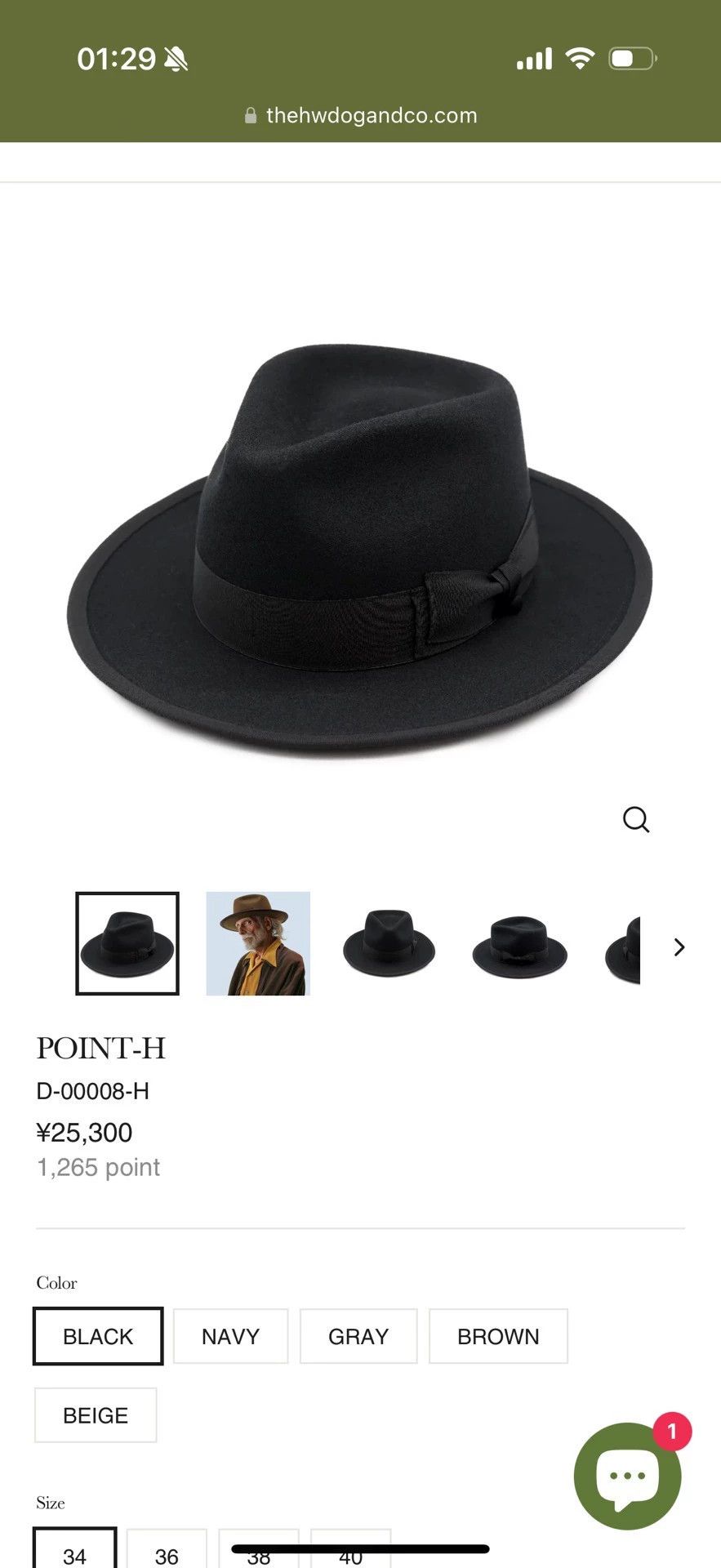 Other the h.w dog&co POINT-H 100% Wool Fedora 40 Size ONE SIZE - 8 Thumbnail