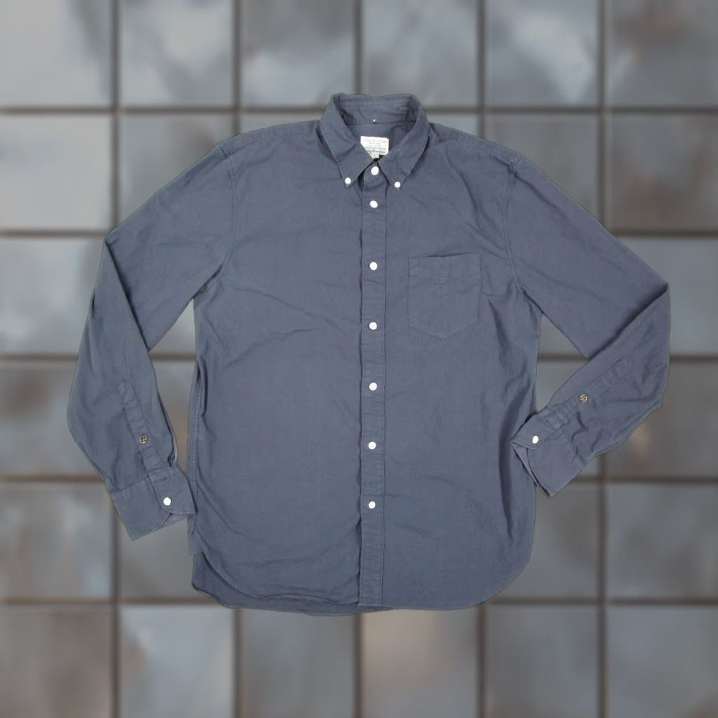 rag & bone Shirt Mens Large Blue Solid Button-Down Cotton Casual